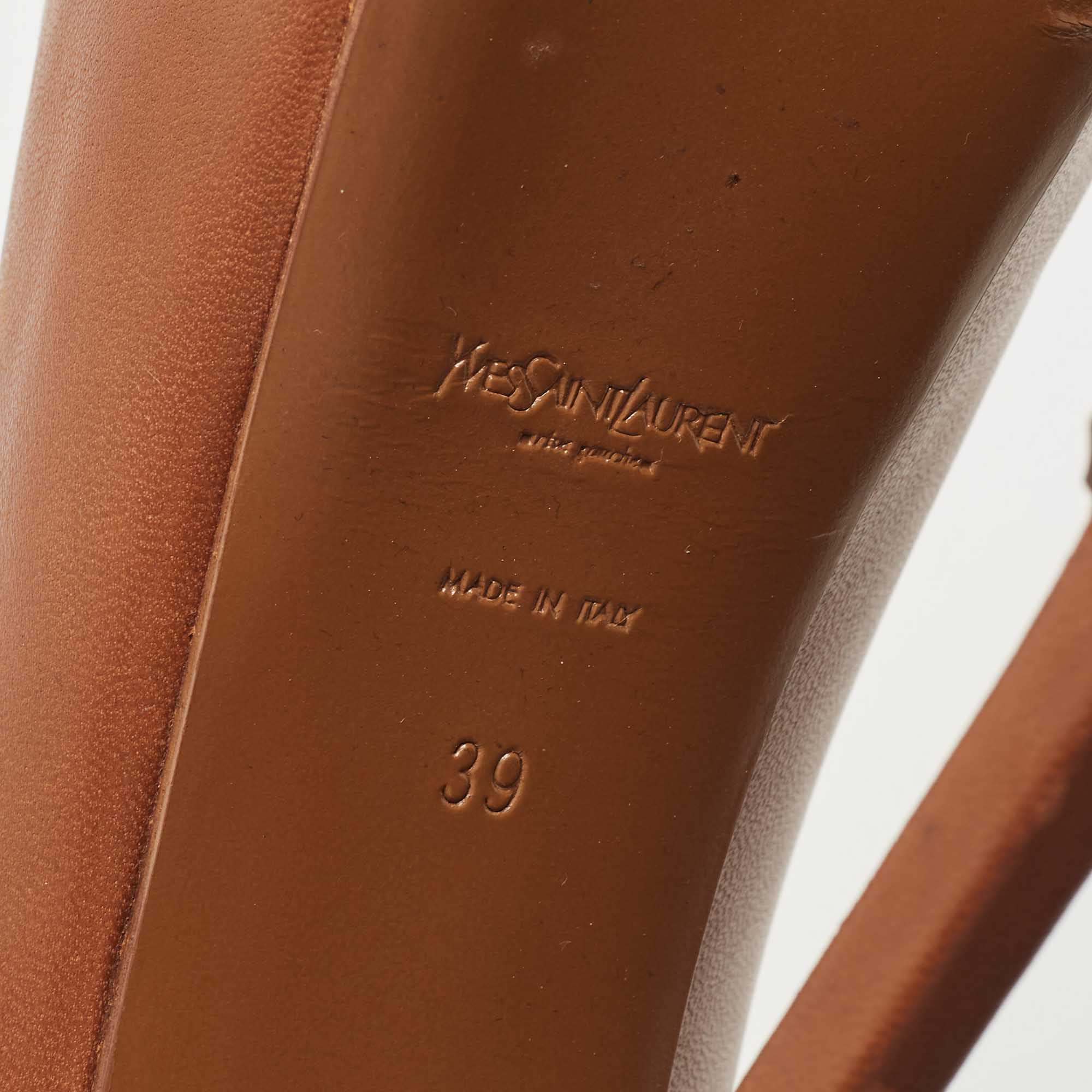 Saint Laurent Brown Leather Tribtoo Pumps Size 39