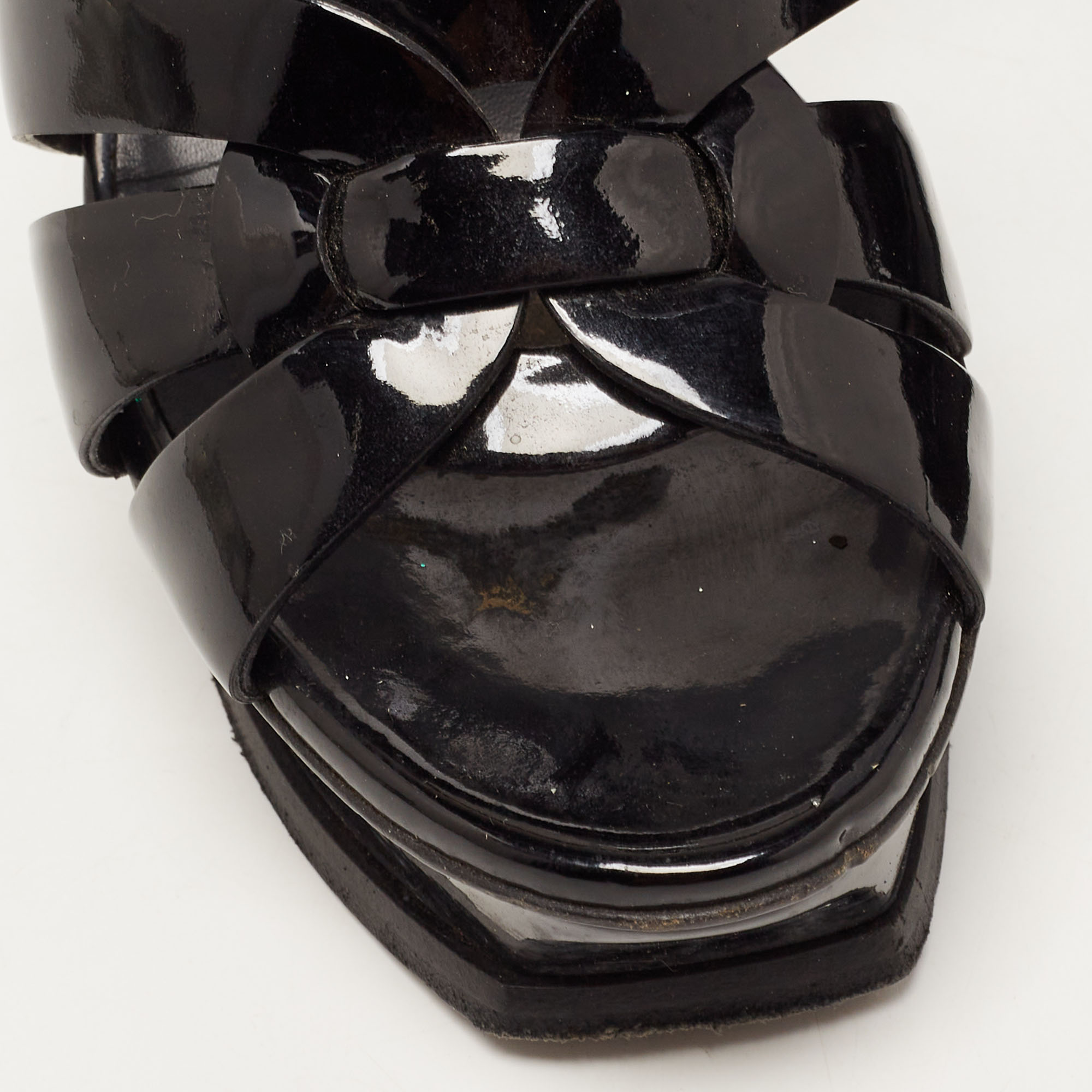 Saint Laurent Patent Patent Tribute Ankle Strap Sandals Size 38.5