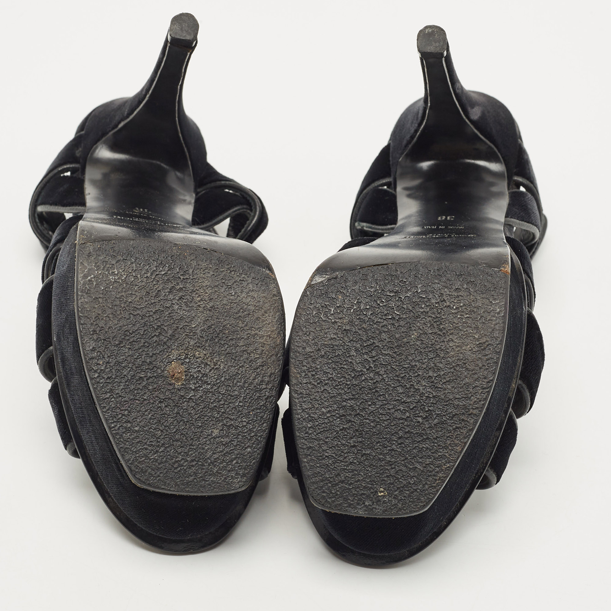 Saint Laurent Black Velvet Tribute Sandals Size 38