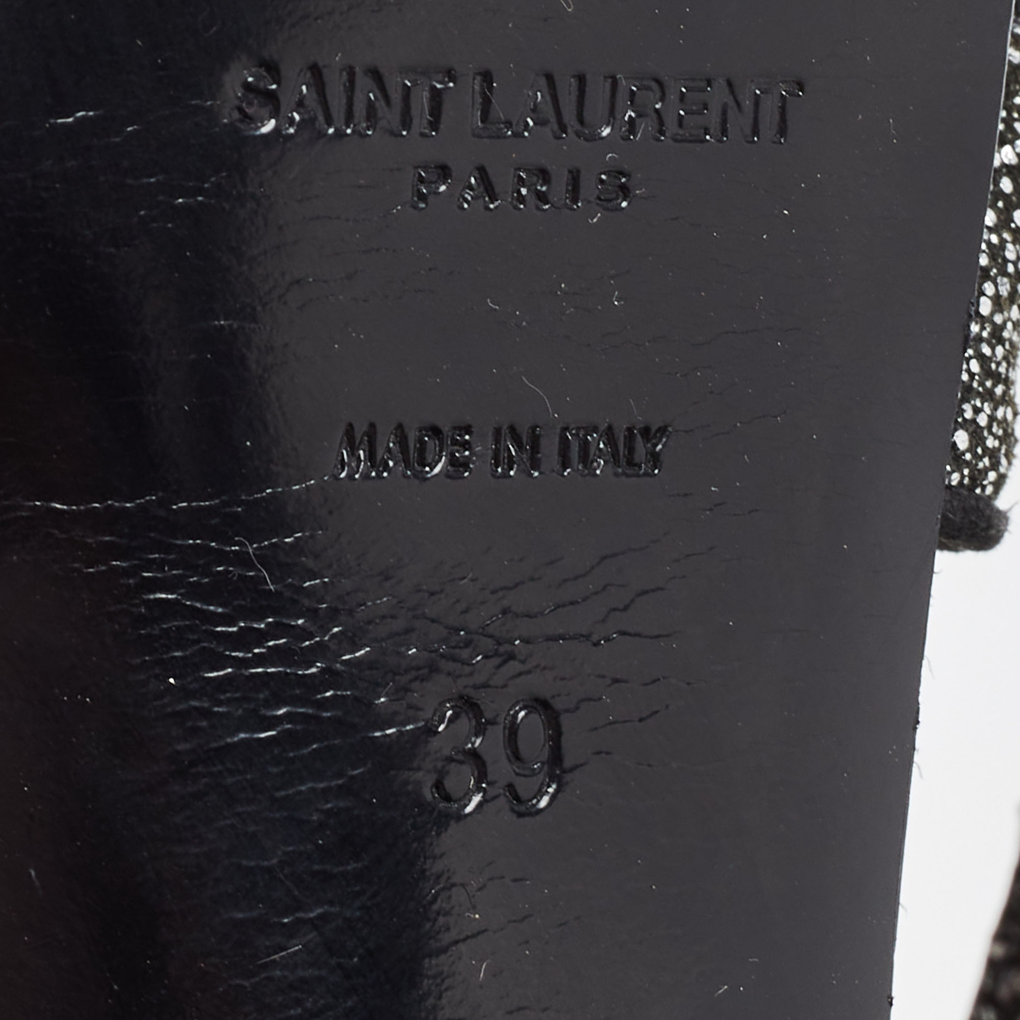 Saint Laurent Two Tone Glitter Suede Tribute Sandals Size 39