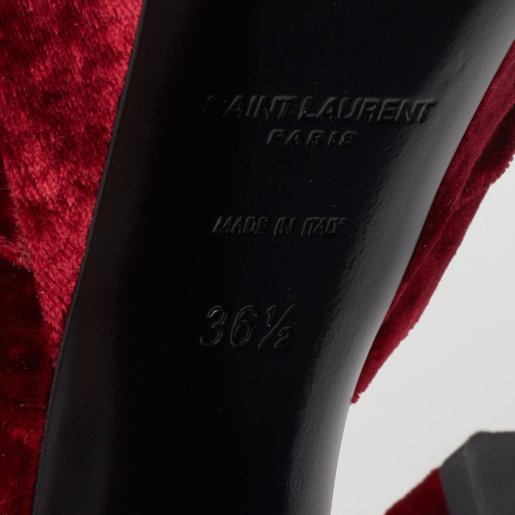 Saint Laurent Red Velvet Candy Bow Sandals Size 36.5