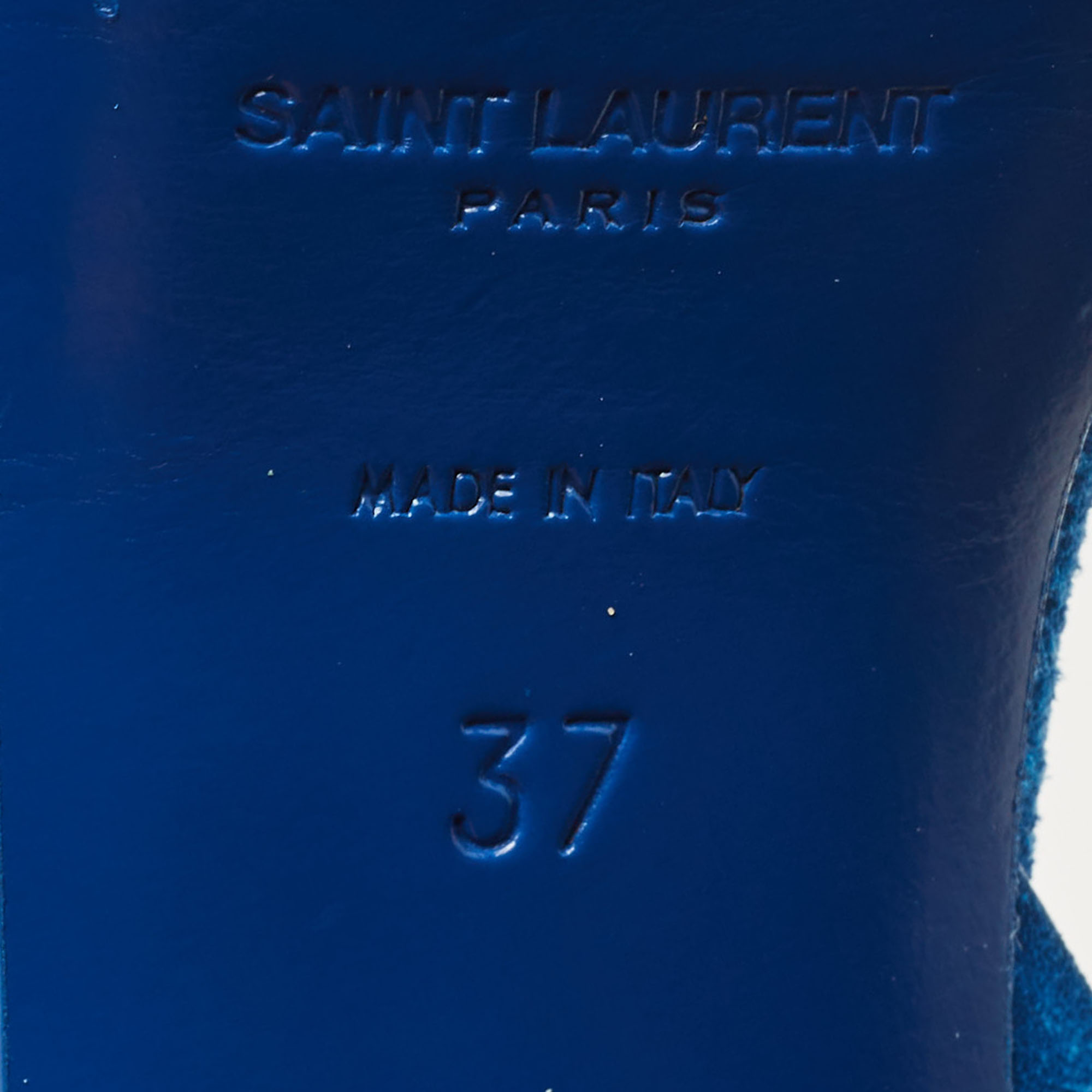 Saint Laurent Blue Suede Tribute Ankle Strap Sandals Size 37