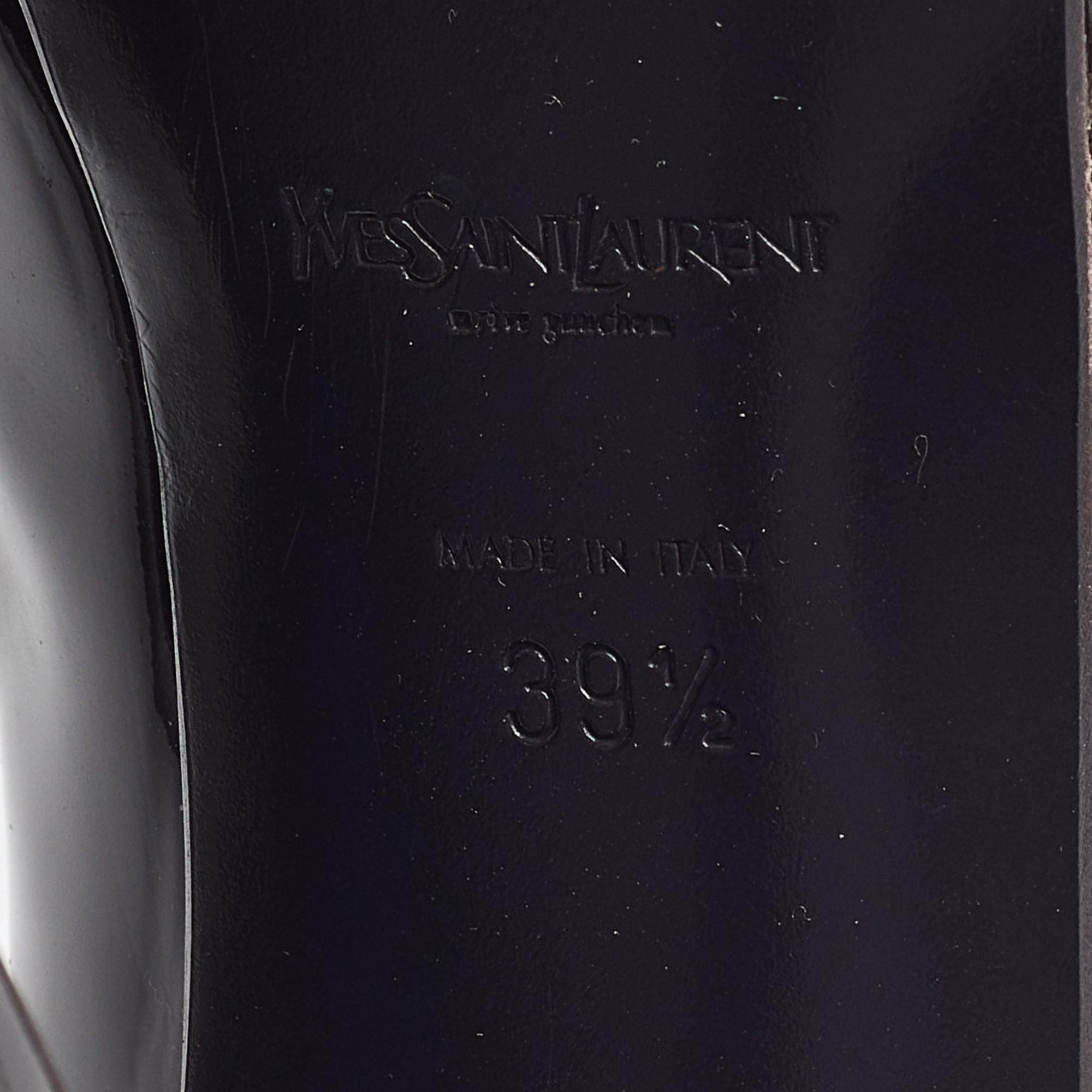 Saint Laurent Dark Brown Patent Leather Platform Pumps Size 39.5