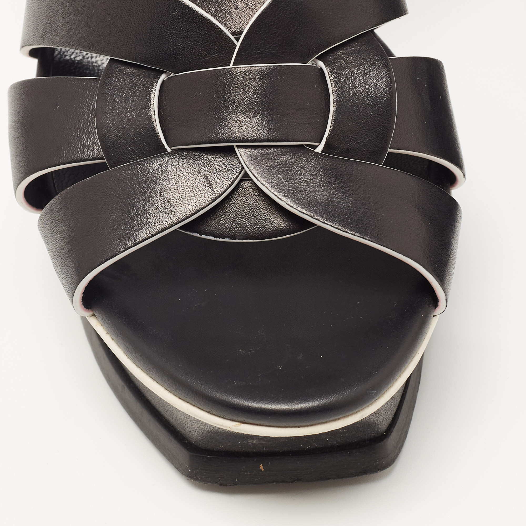 Saint Laurent Black Leather Tribute Sandals Size 36