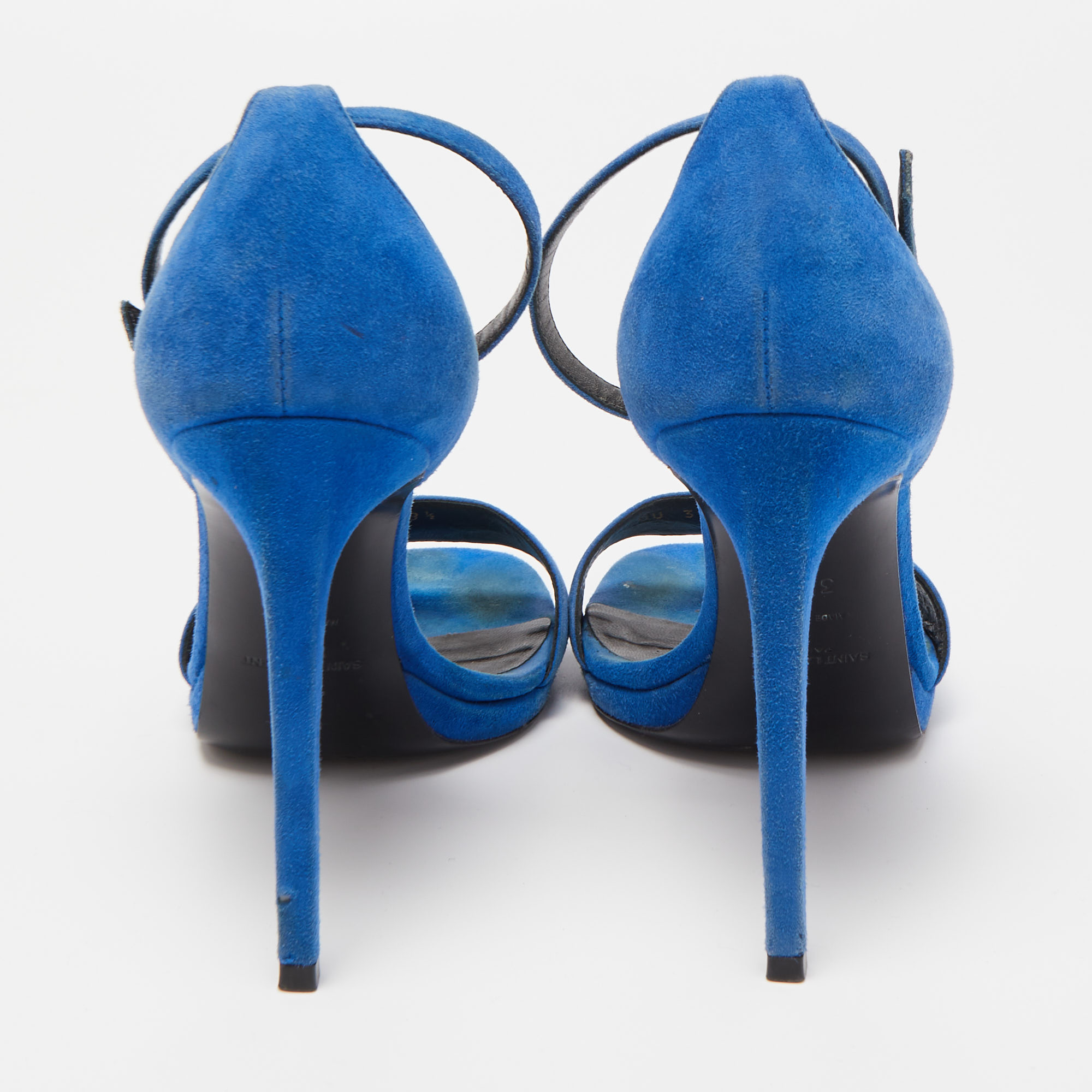 Saint Laurent Blue Suede Jane Sandals Size 38.5