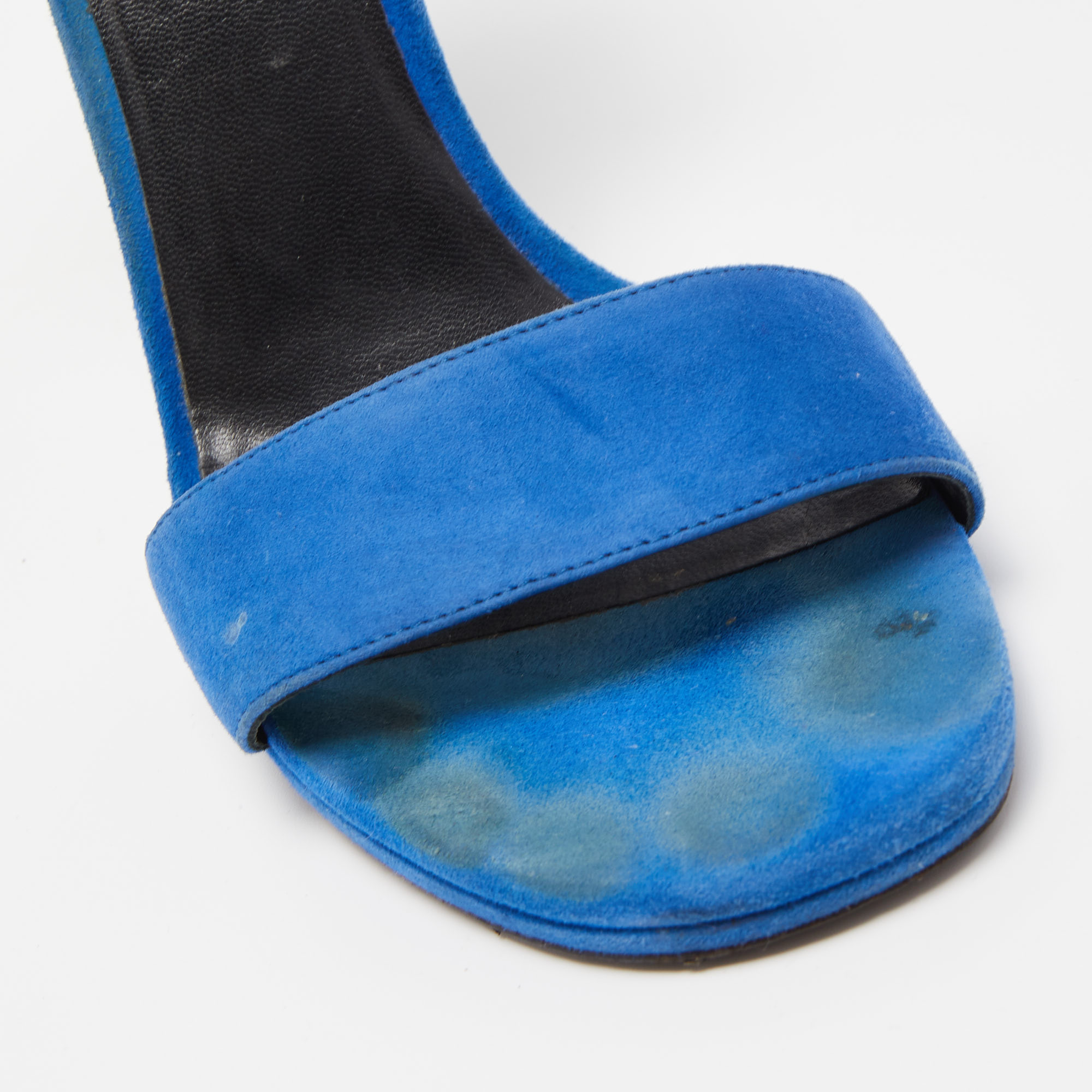 Saint Laurent Blue Suede Jane Sandals Size 38.5