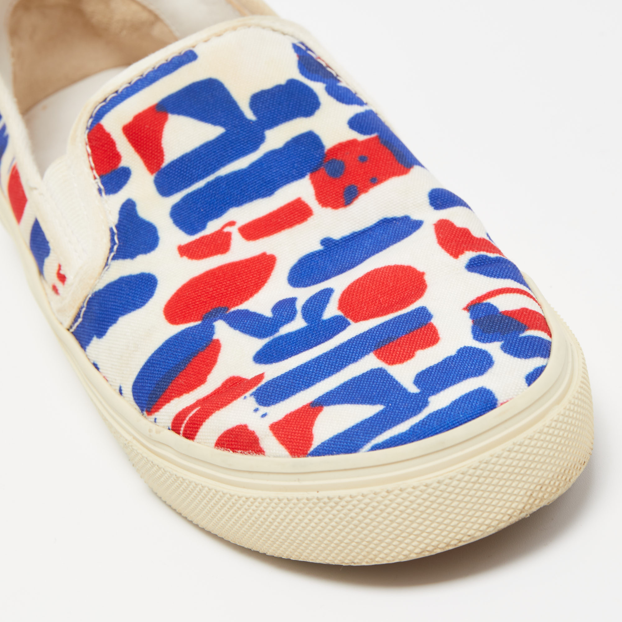 Saint Laurent Tricolor Printed Canvas Slip On Sneakers Size 37