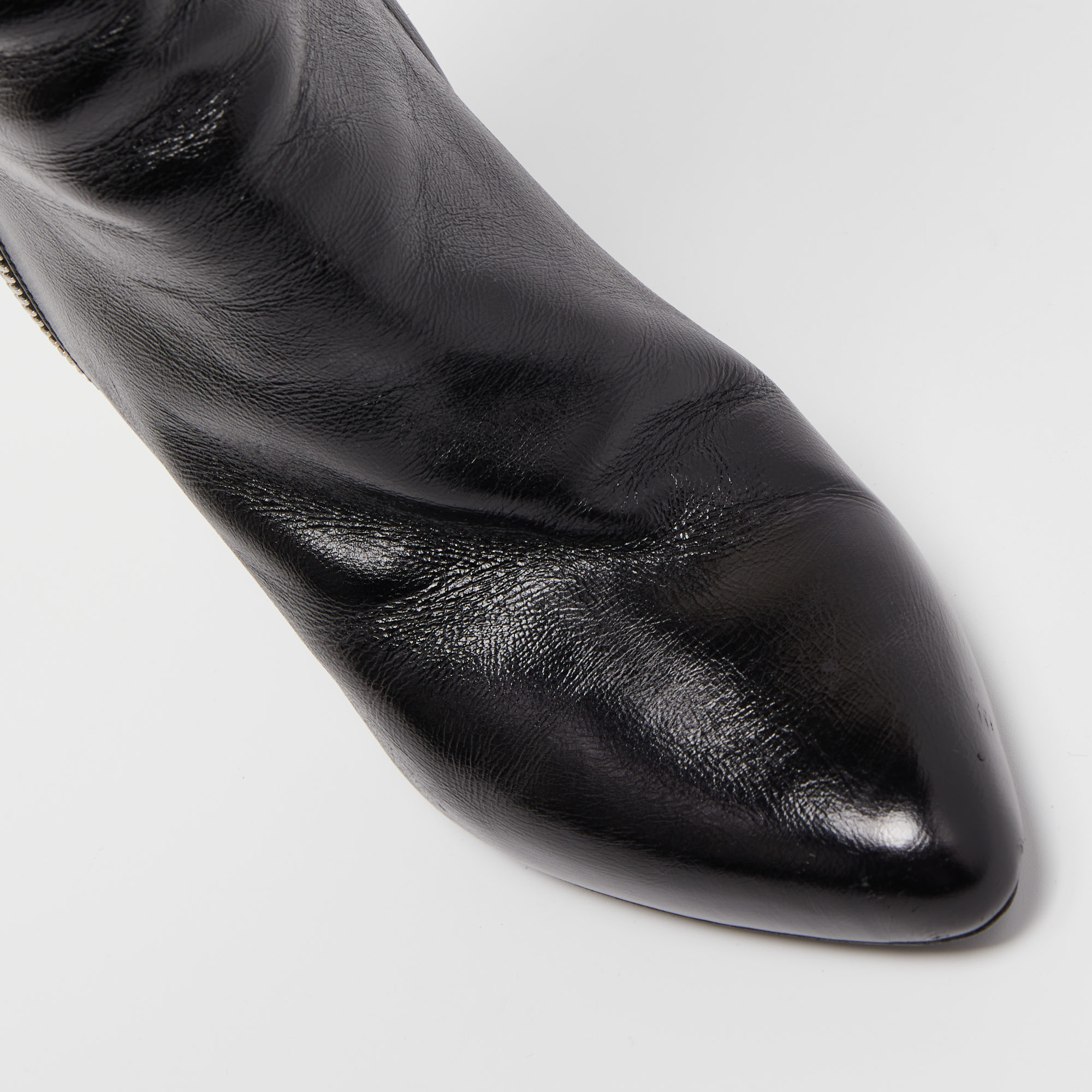 Saint Laurent Black Leather Knee Length Boots Size 39