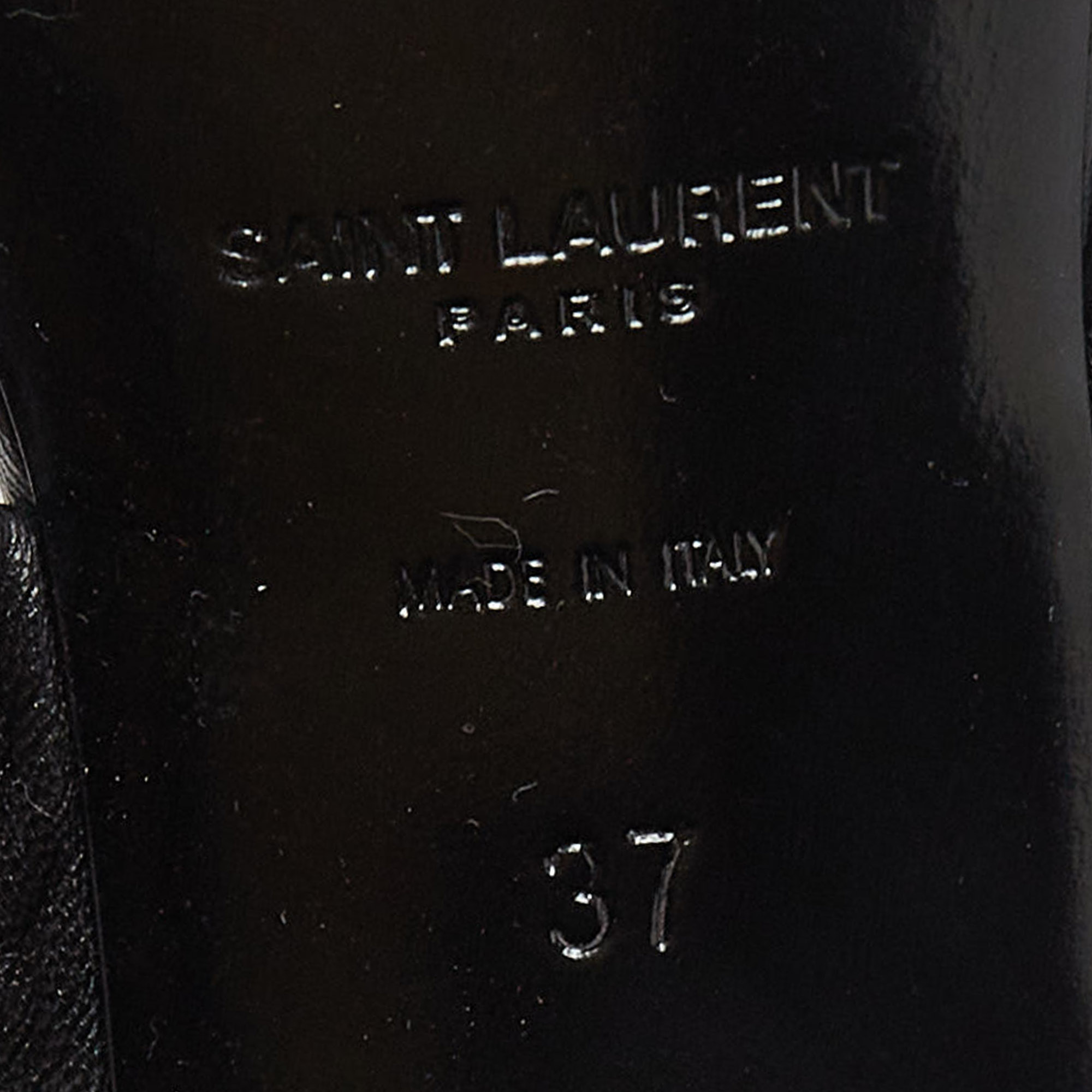 Saint Laurent Black Leather Loulou Slide Sandals Size 37