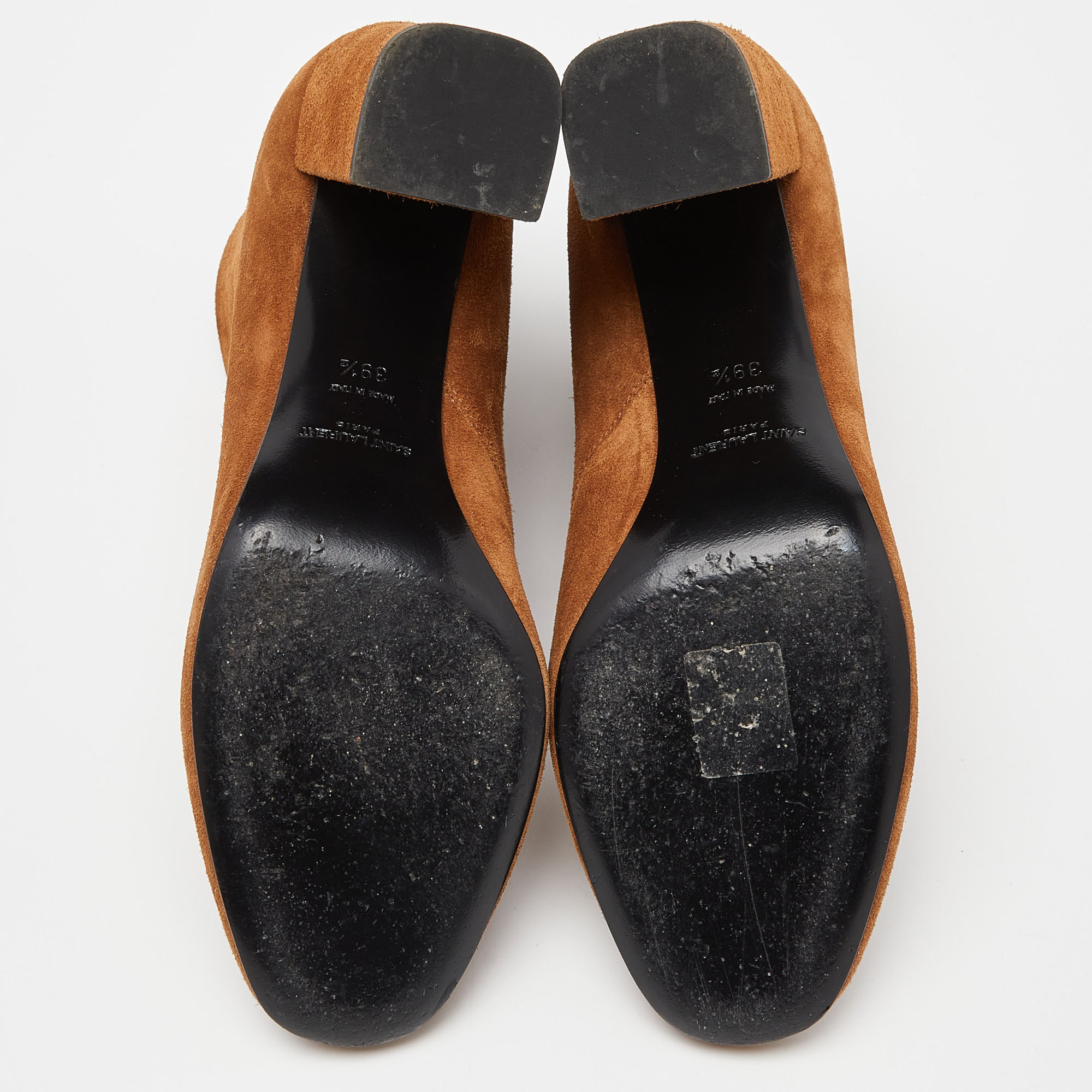 Saint Laurent Brown Suede Lace Up Ankle Boots Size 39.5