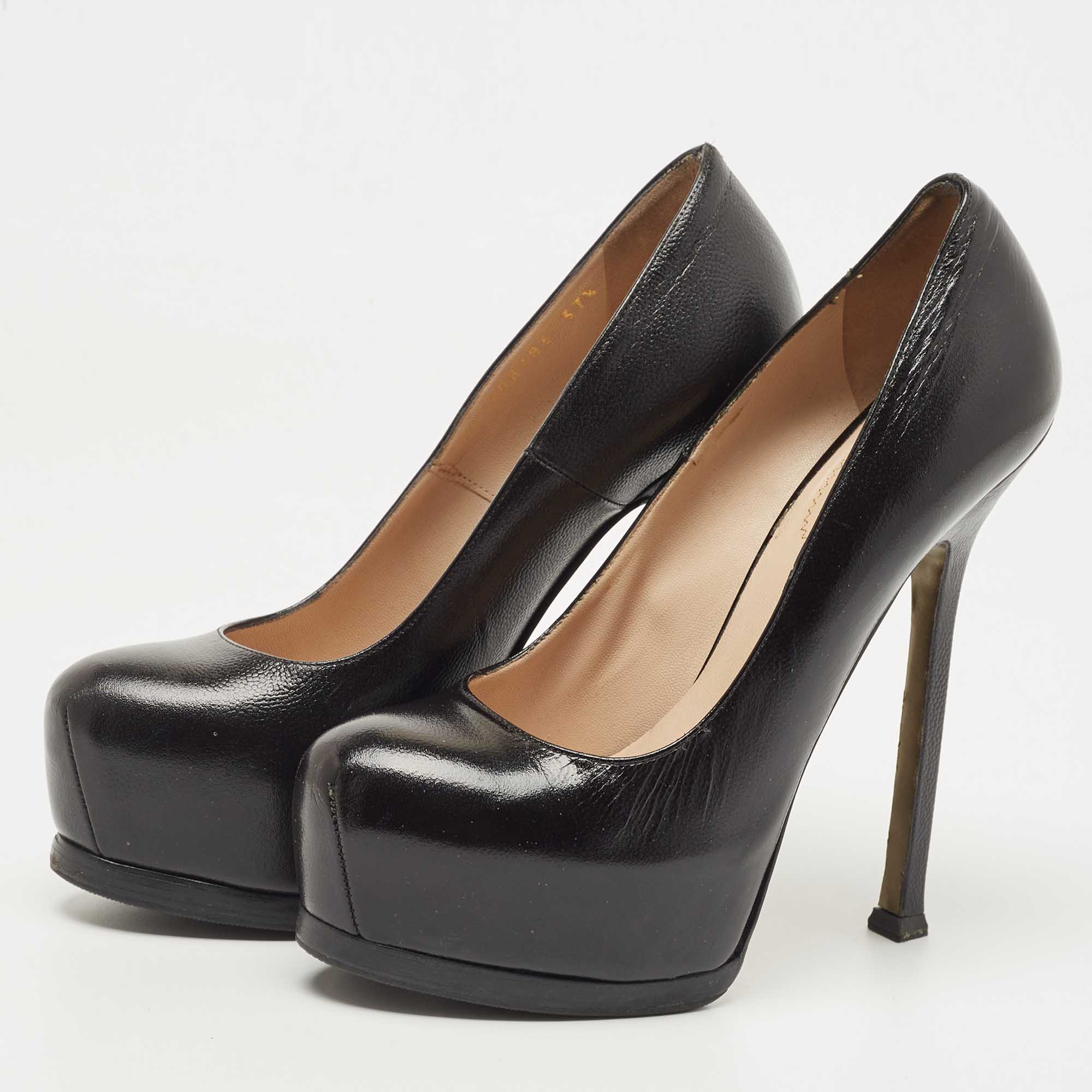 Saint Laurent Black Leather Tribtoo Pumps Size 37.5