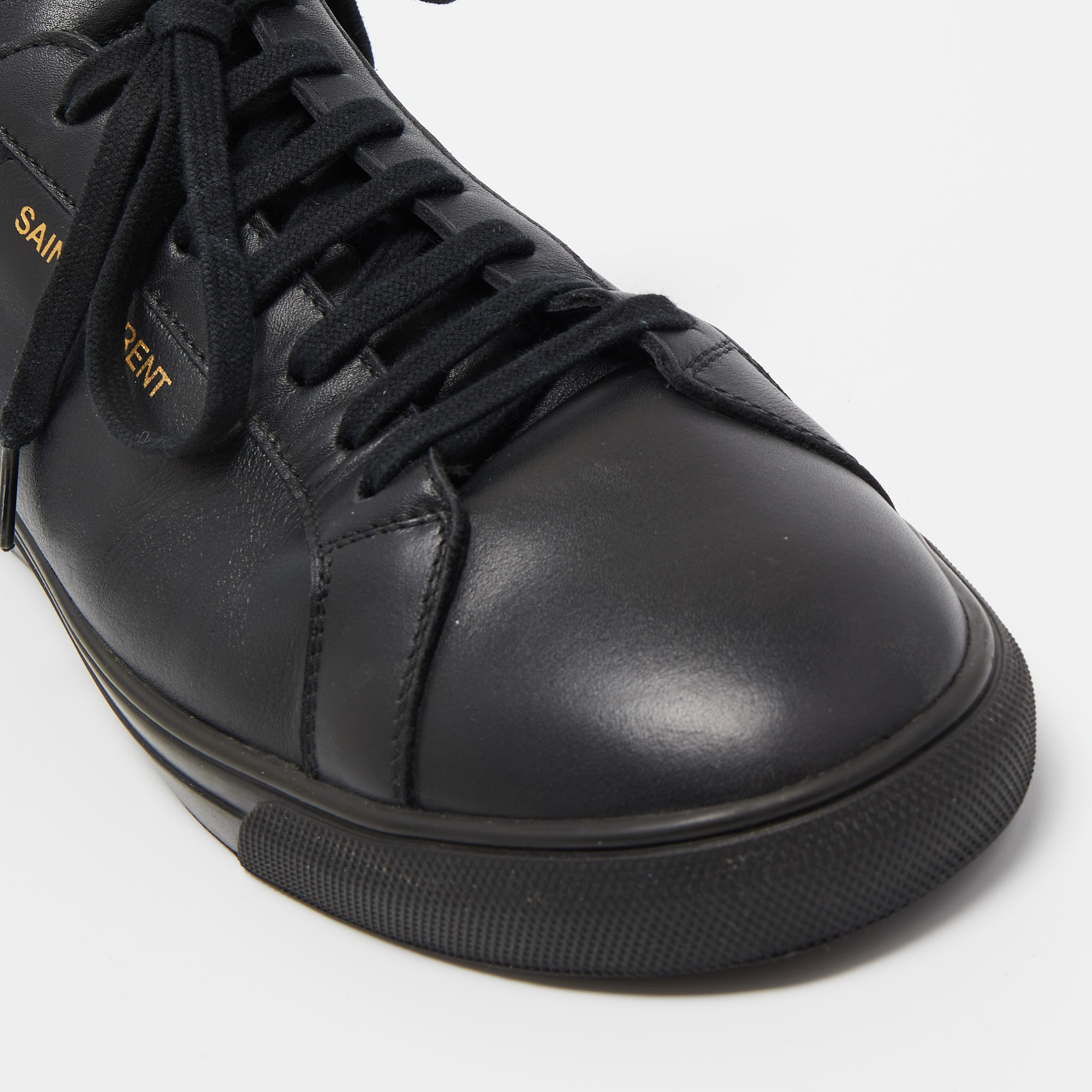 Saint Laurent Paris Black Leather Andy Low Top Sneakers Size 44