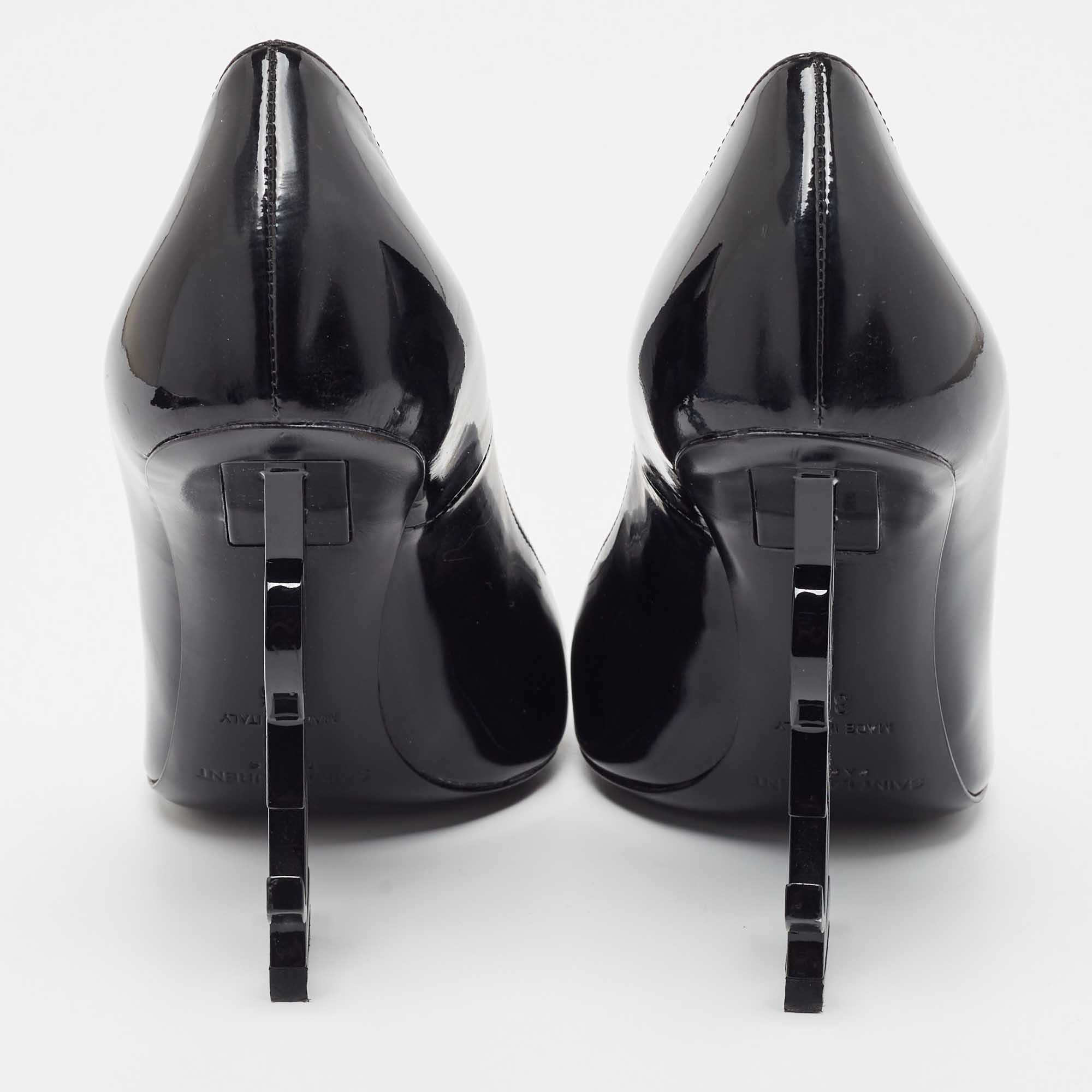 Saint Laurent Black Patent Leather Opyum Pointed Toe Pumps Size 35