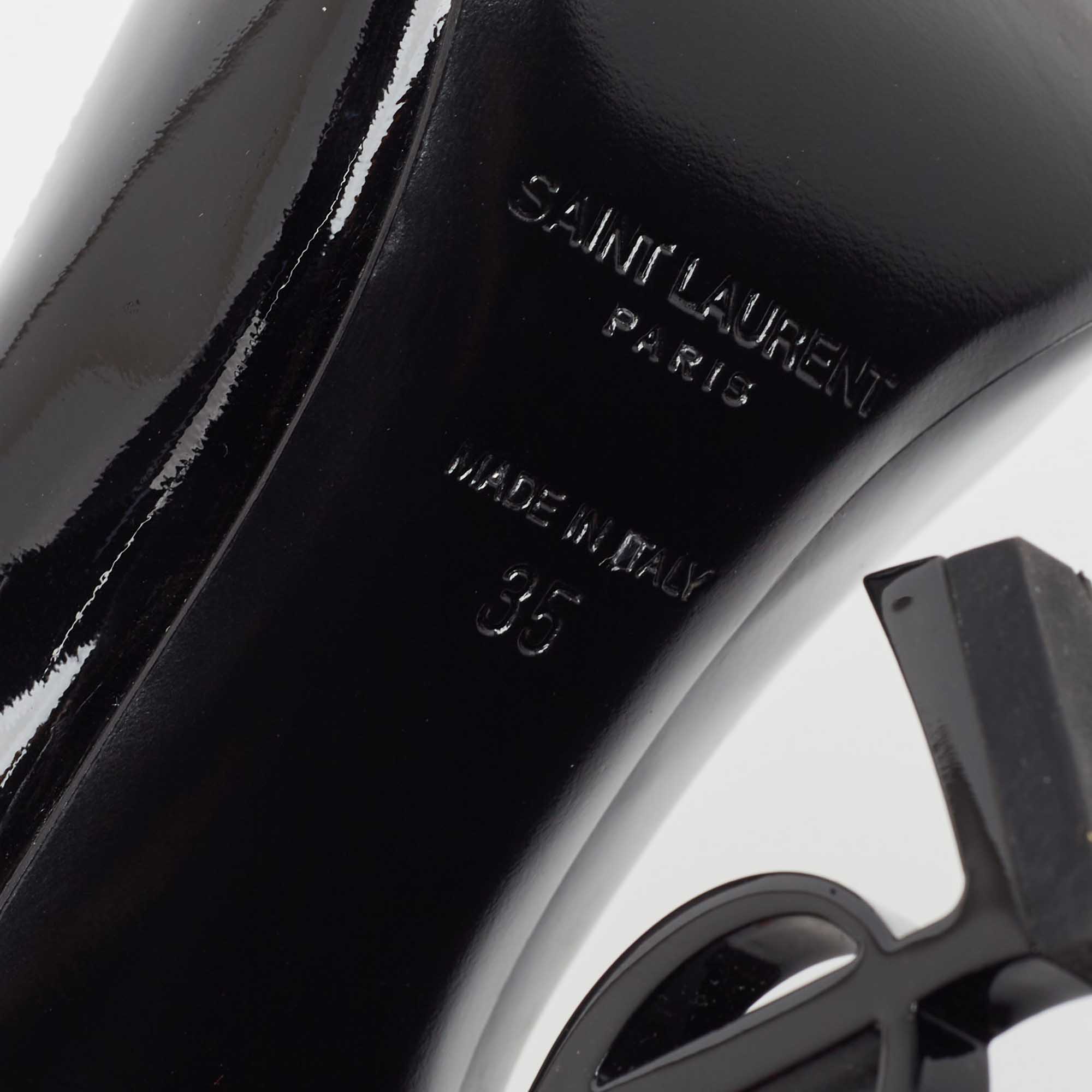 Saint Laurent Black Patent Leather Opyum Pointed Toe Pumps Size 35