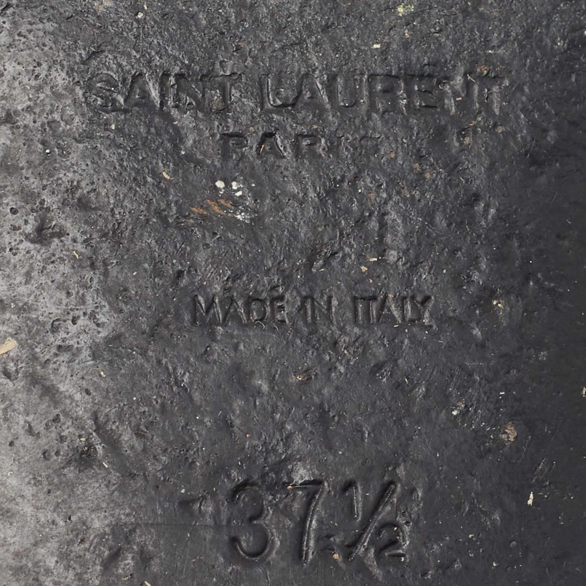 Saint Laurent Dark Green Croc Embossed Leather Tribute  Flat Slides Size 37.5