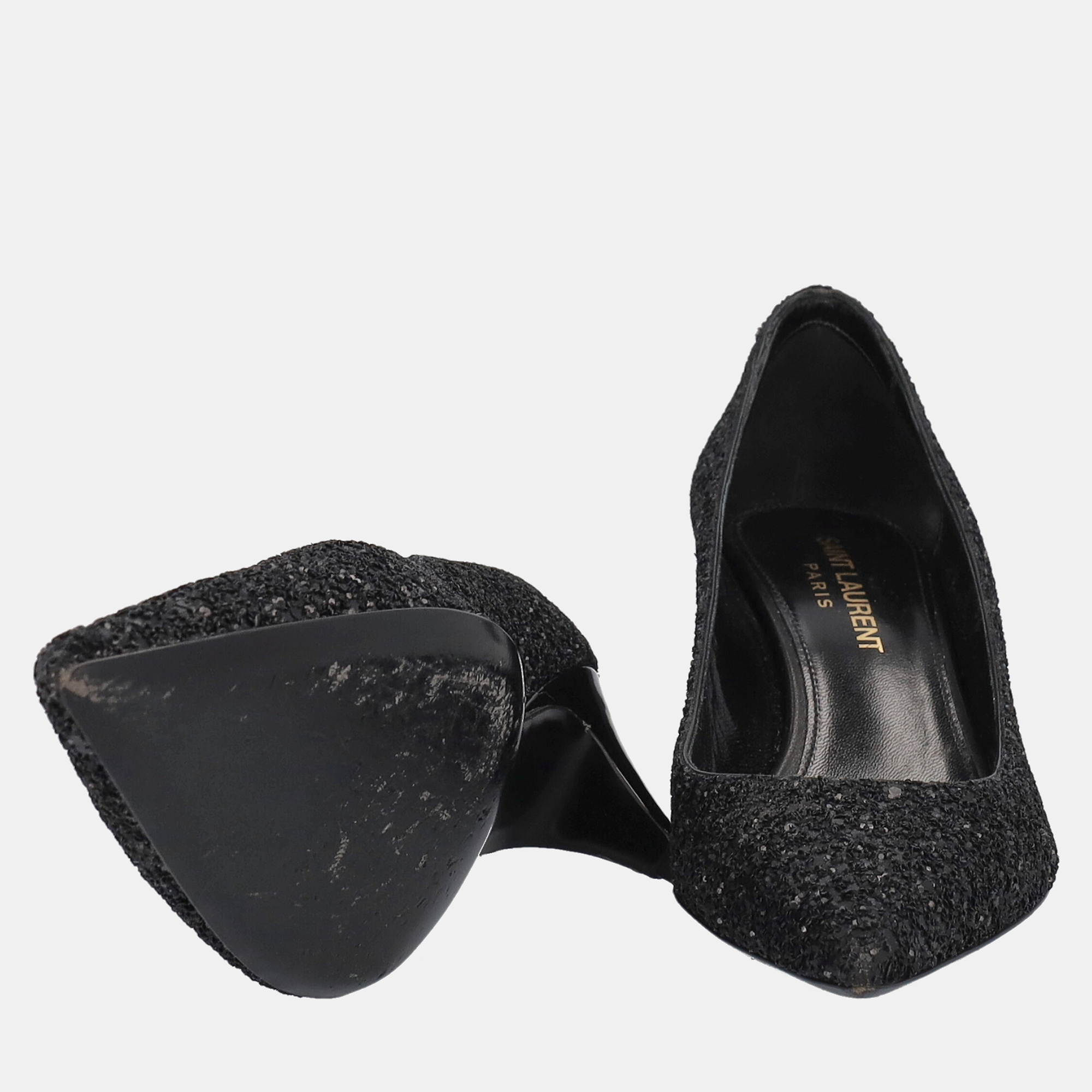 Saint Laurent  Women's Synthetic Fibers Heels - Black - EU 36