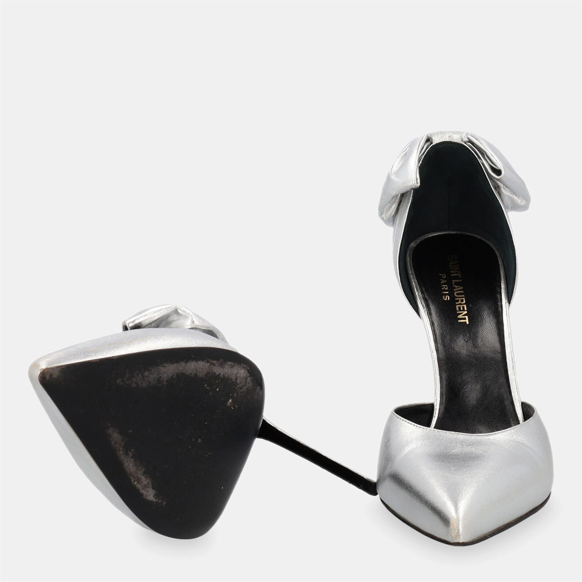 Saint Laurent  Women's Leather Heels - Silver - EU 40