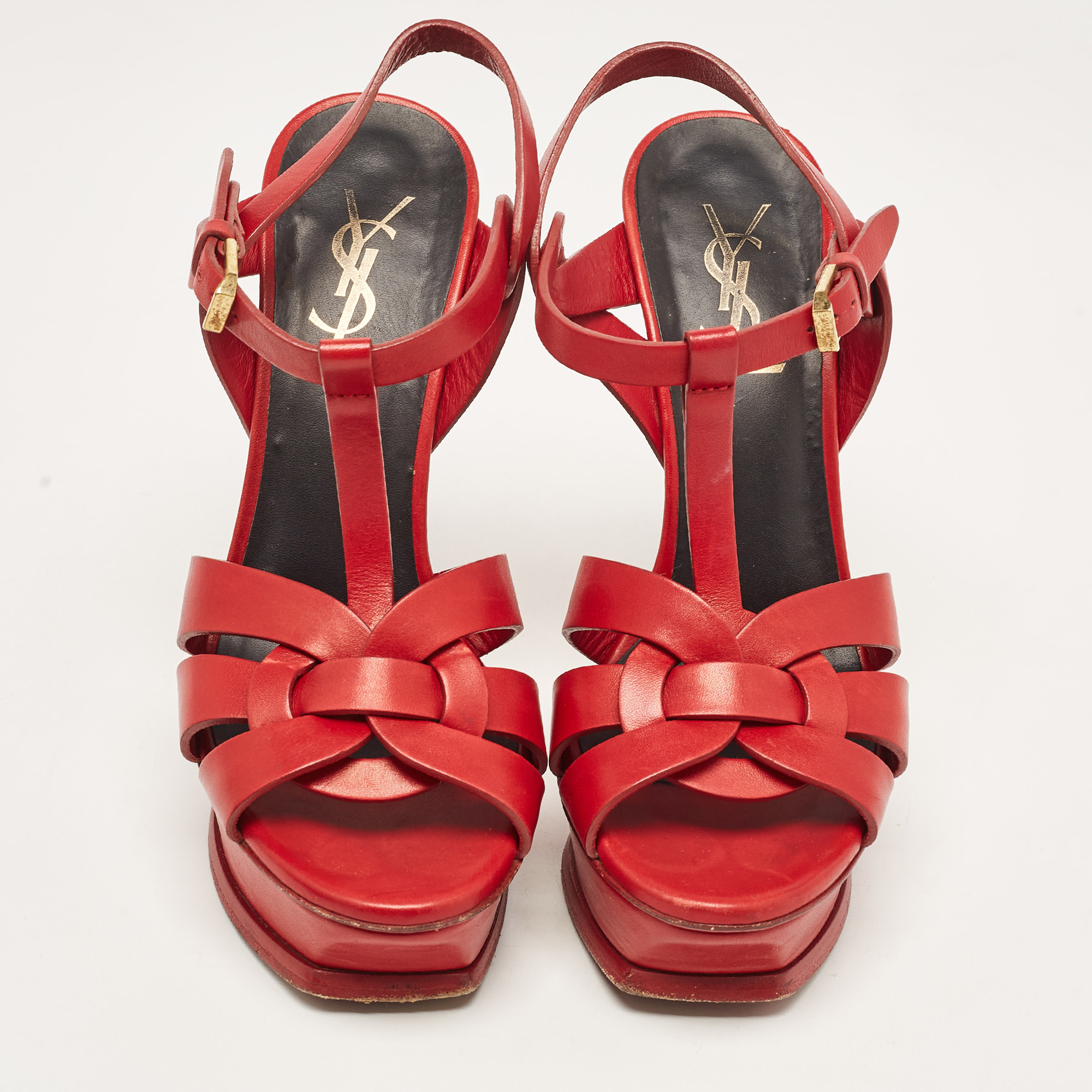 Saint Laurent Red Leather Tribute Sandals Size 36