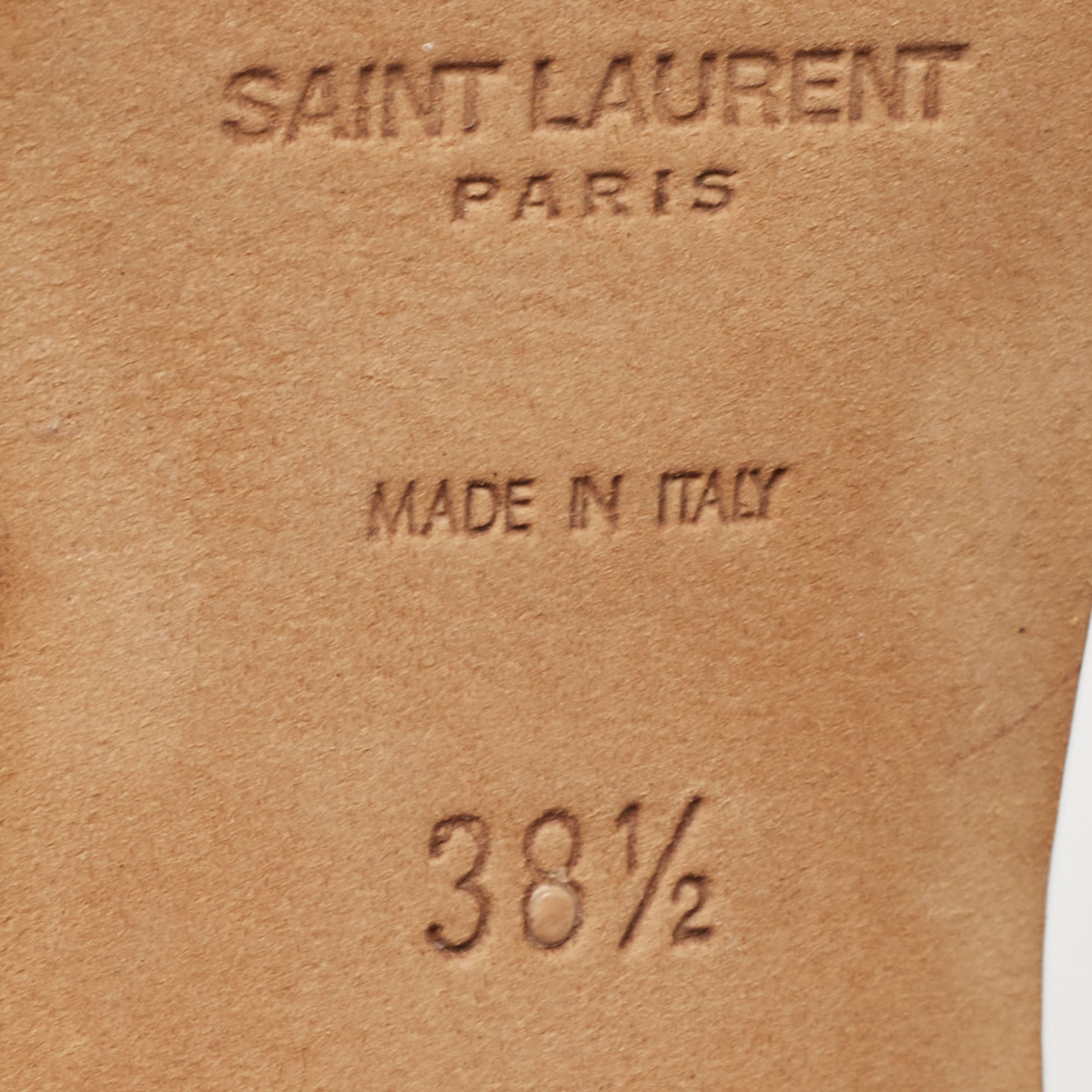 Saint Laurent Silver Leather Tribute Sandals Size 38.5