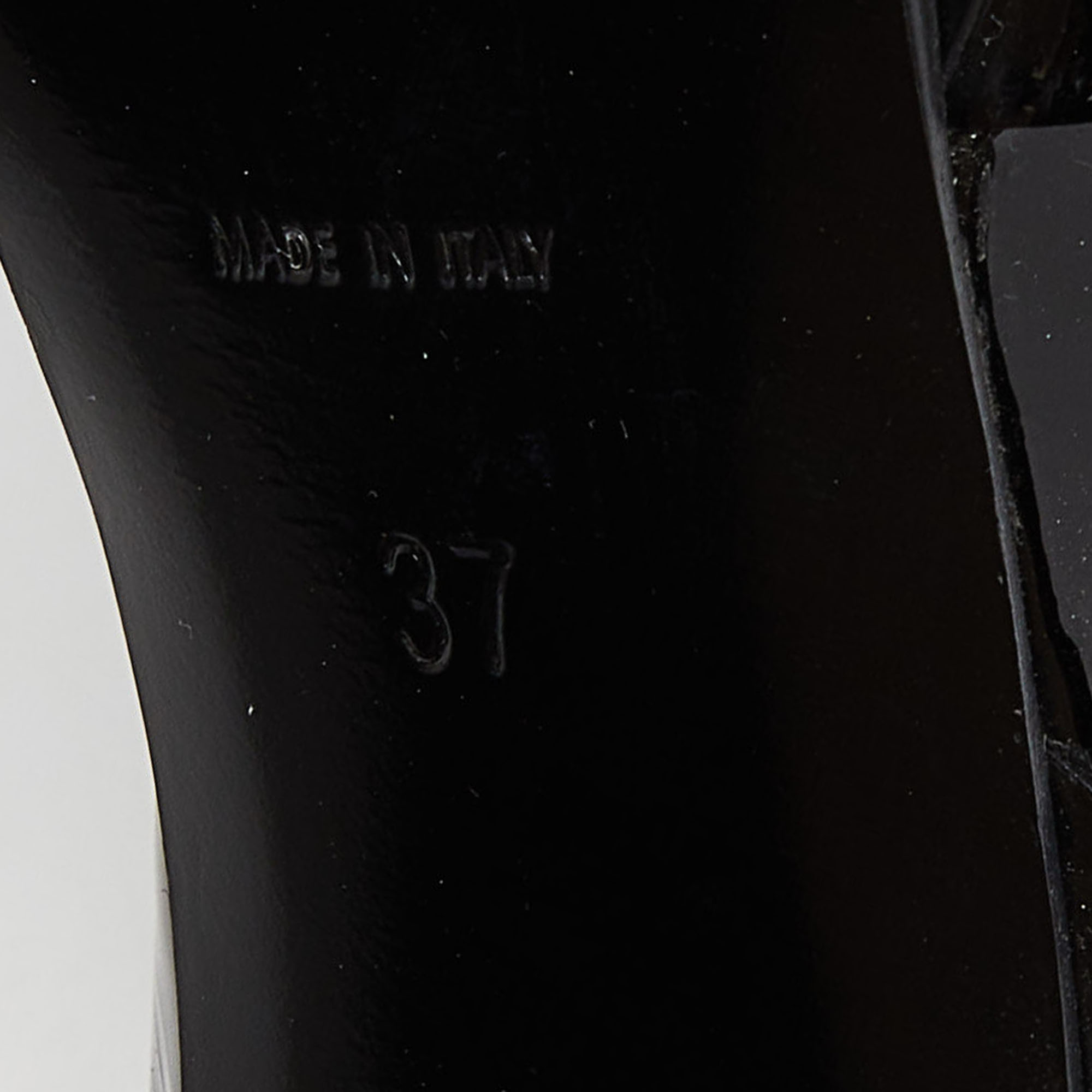 Saint Laurent Black Patent Leather Tribute Ankle Strap Sandals Size 37