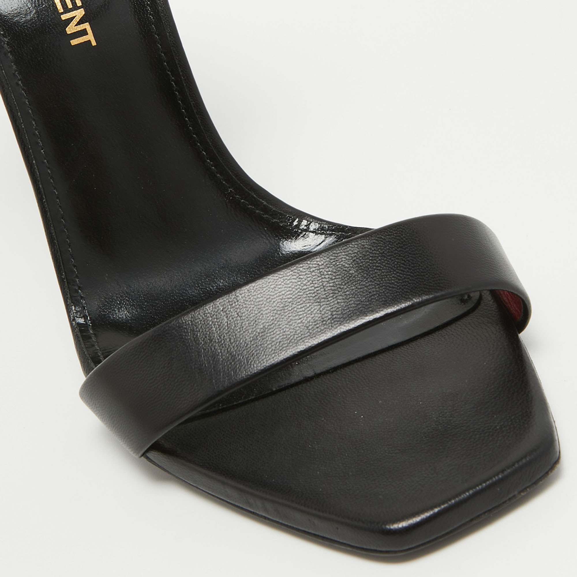 Saint Laurent Black Leather Amber Sandals Size 35.5