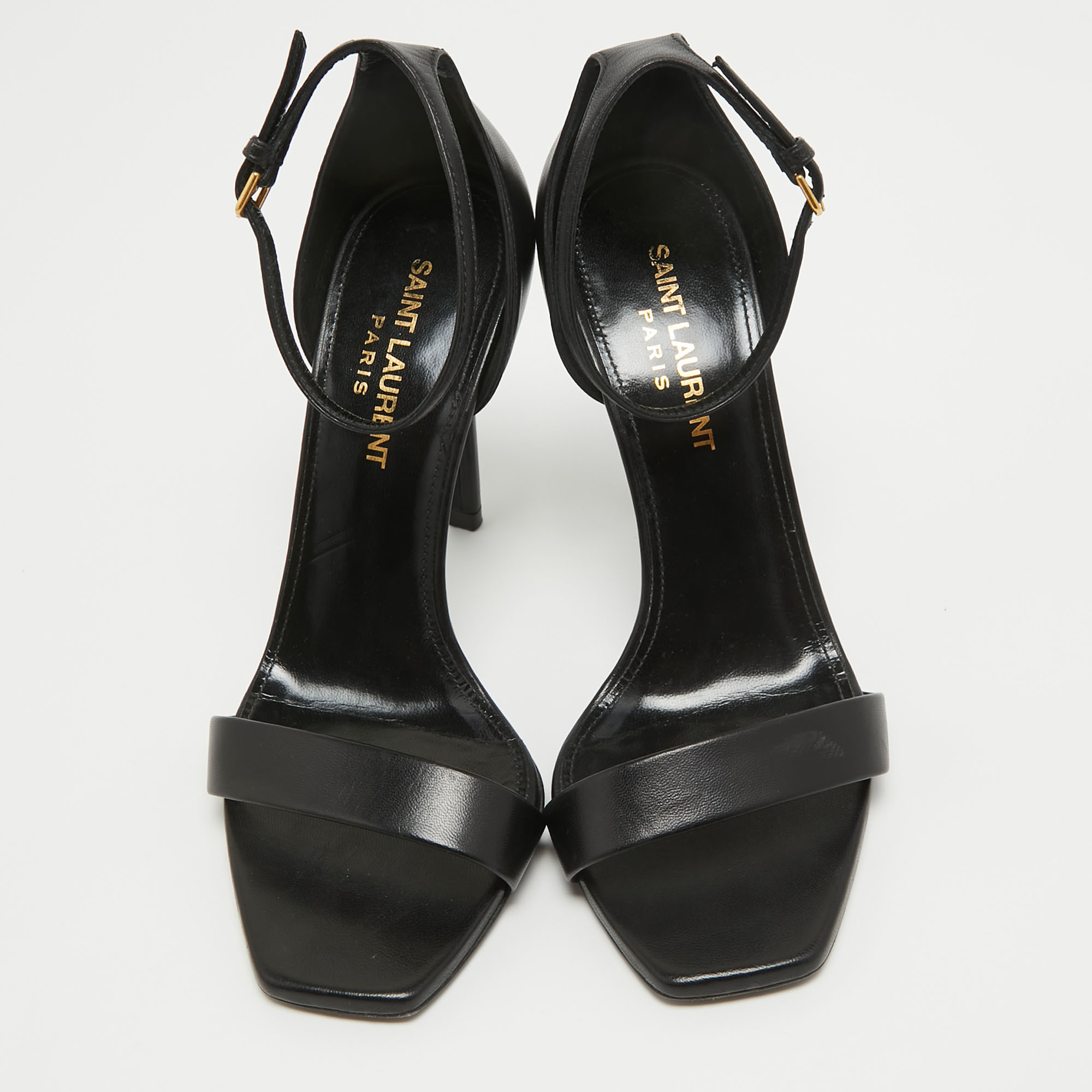 Saint Laurent Black Leather Amber Sandals Size 35.5