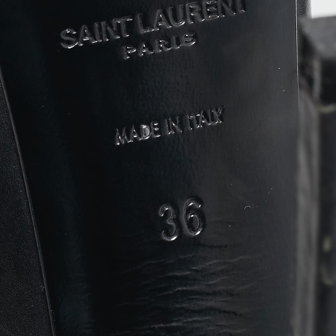 Saint Laurent Black Leather Studded Platform Pumps Size 36