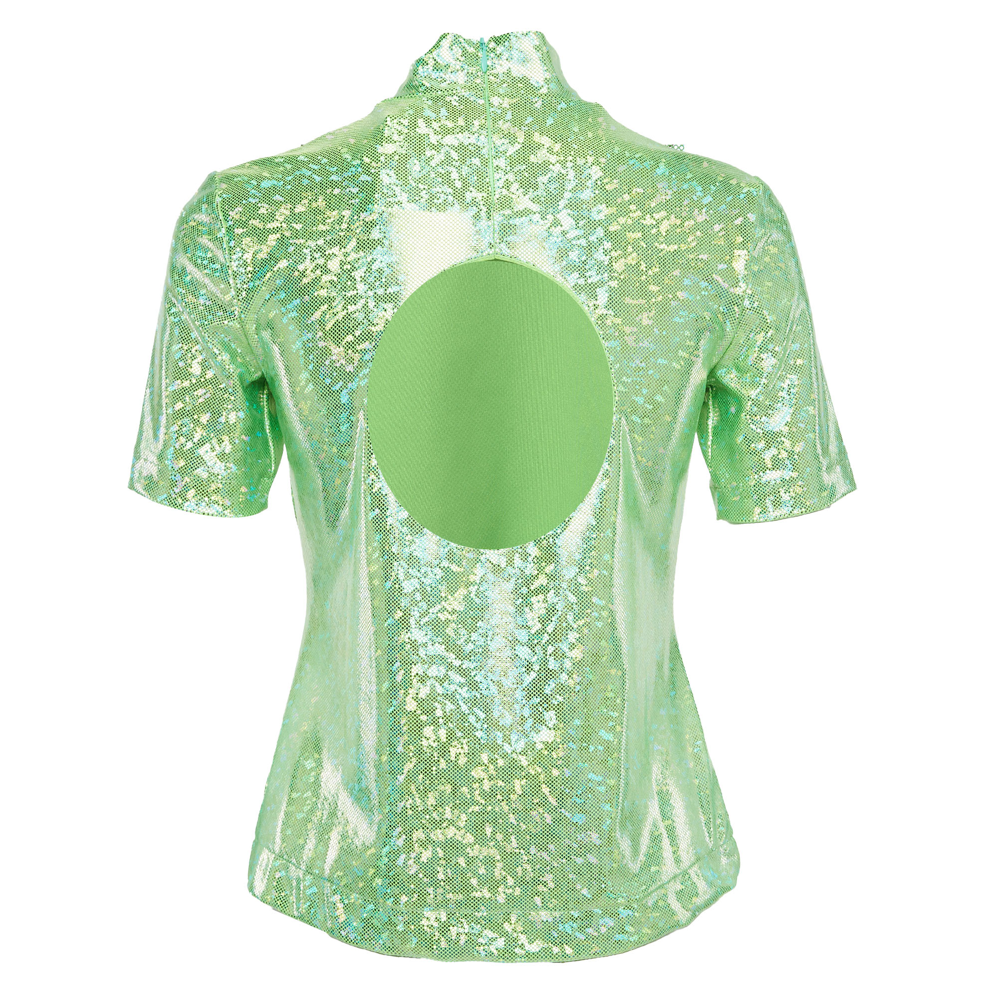 Saks Potts Poison Green Foil Print Jersey Cut-Out Top S