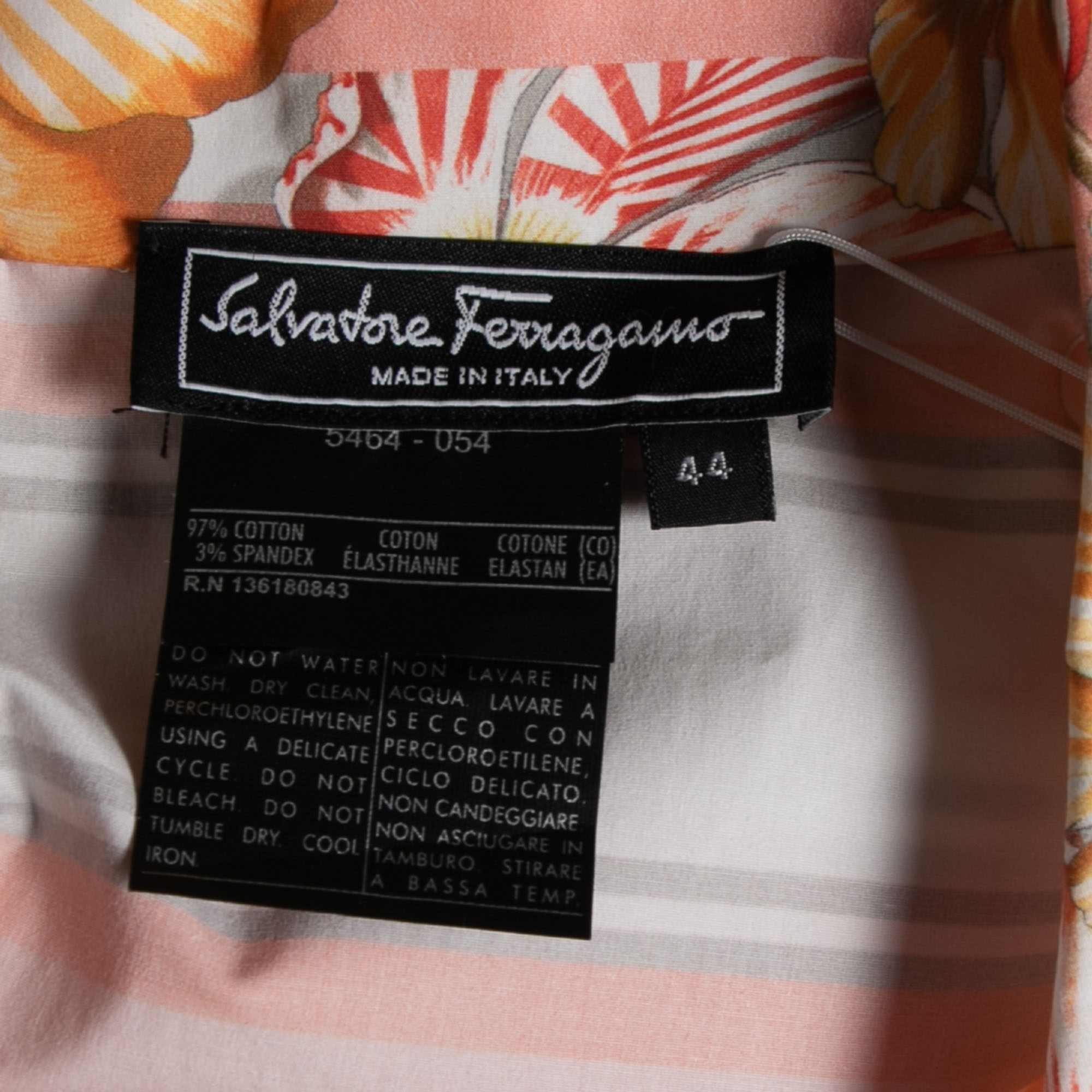 Salvatore Ferragamo Multicolor Printed Cotton Sleeveless Shirt M