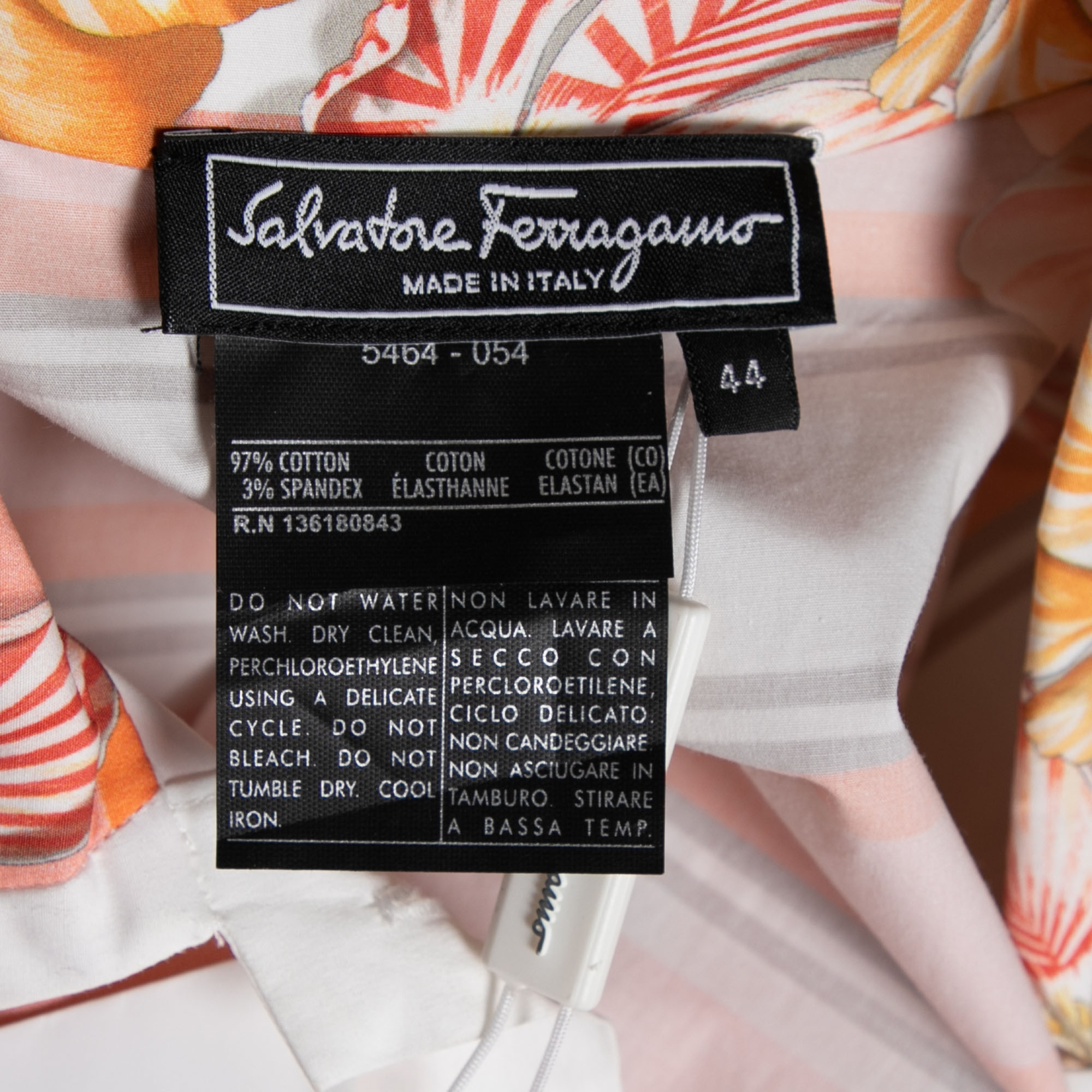 Salvatore Ferragamo Multicolor Printed Cotton Sleeveless Shirt M