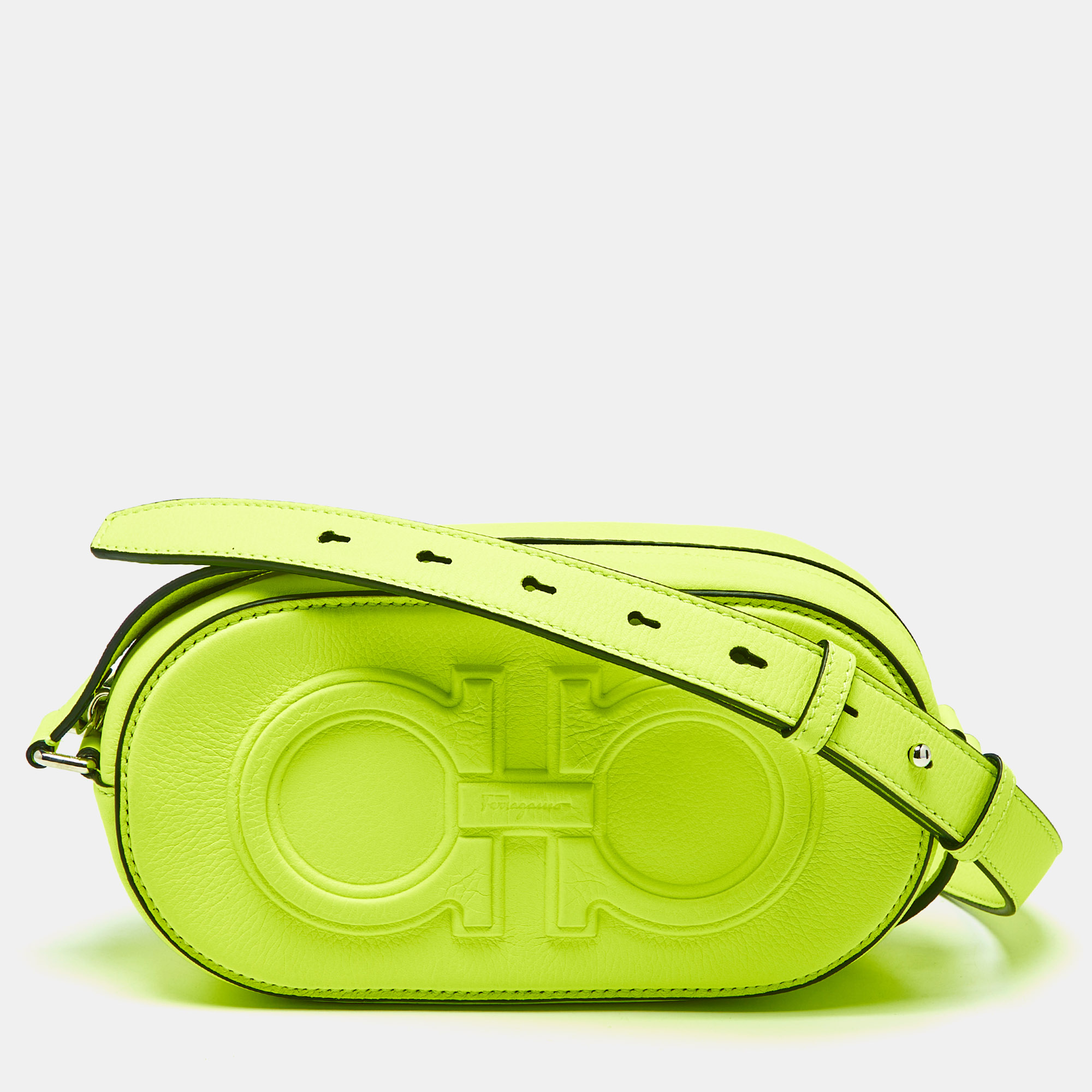 Salvatore Ferragamo Neon Green Leather Double Gancio Crossbody Bag
Salvatore Ferragamo Neon Green Leather Double Gancio Crossbody Bag
