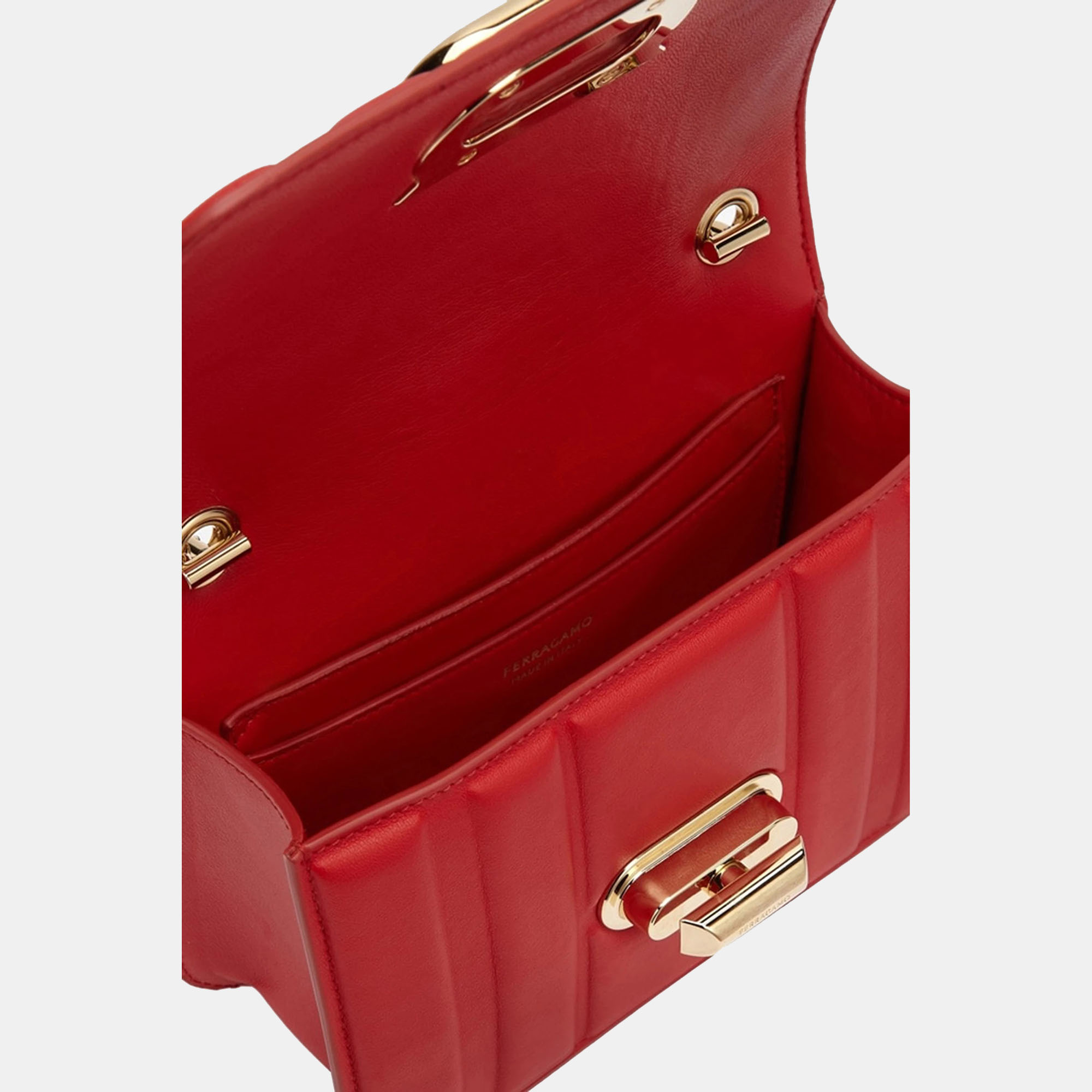 Ferragamo Flame Red Calfskin Leather Mini Bag