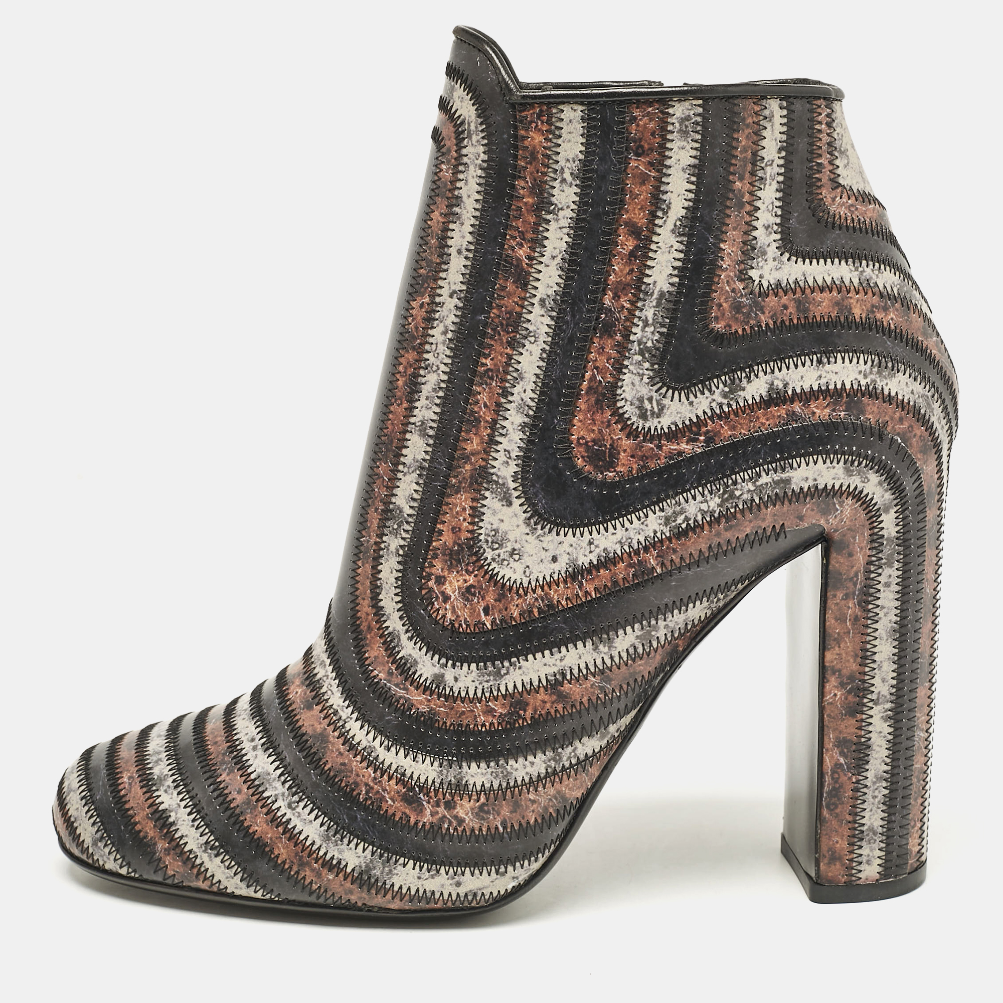 Salvatore Ferragamo Multicolor Leather Ankle Length Boots Size 40.5