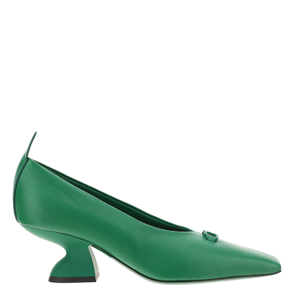 Salvatore Ferragamo Green Leather F Heel Pumps Size US 9.5 EU 40