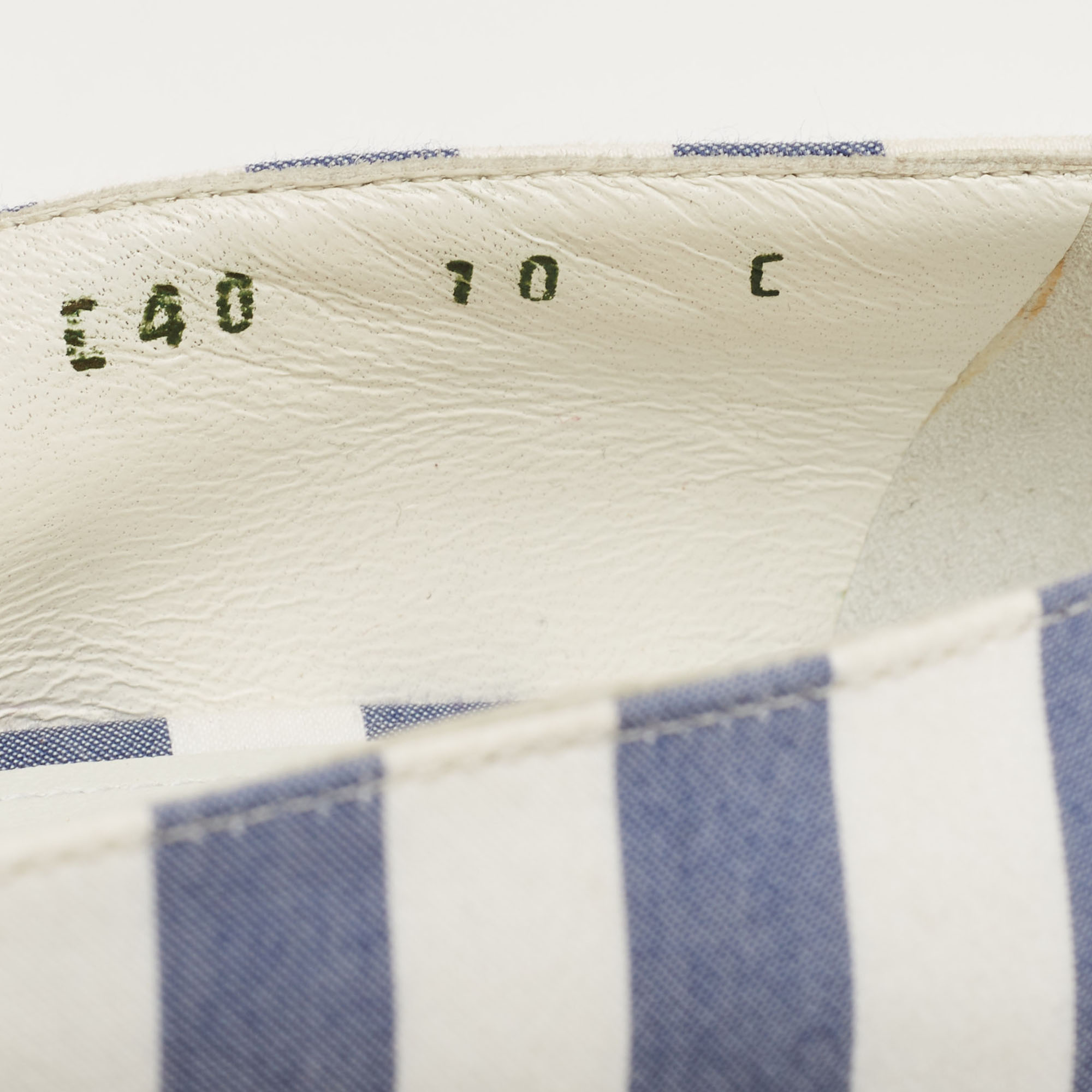Salvatore Ferragamo Blue/White Striped Fabric Audrey Wedge Espadrille Pumps Size 40.5