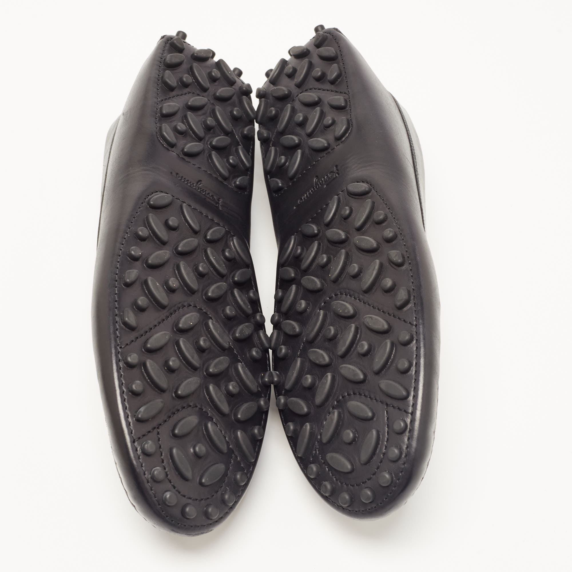 Salvatore Ferragamo Black Leather Slip On Loafers Size 39.5