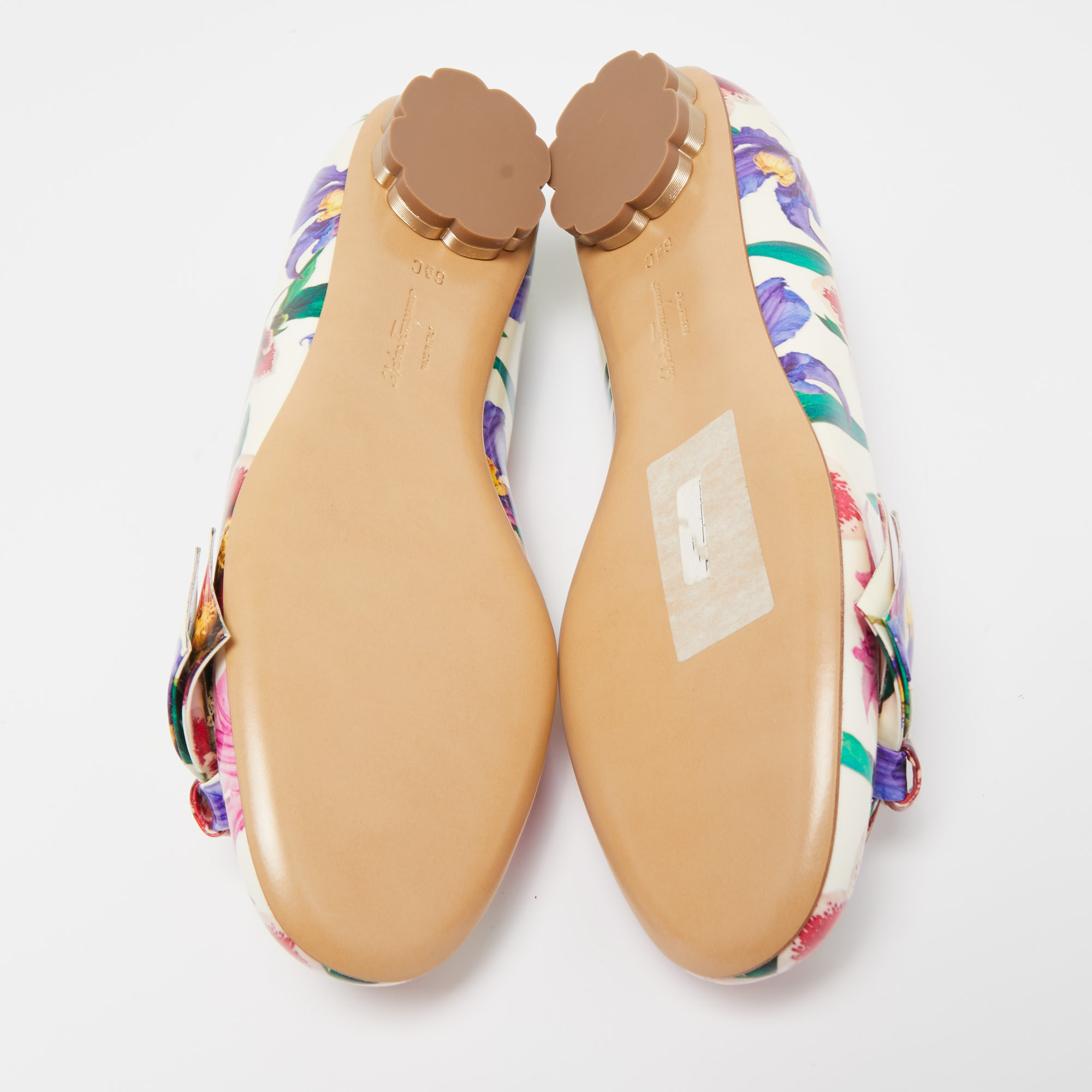 Salvatore Ferragamo Multicolor Patent Avola Ballet Flats Size 37