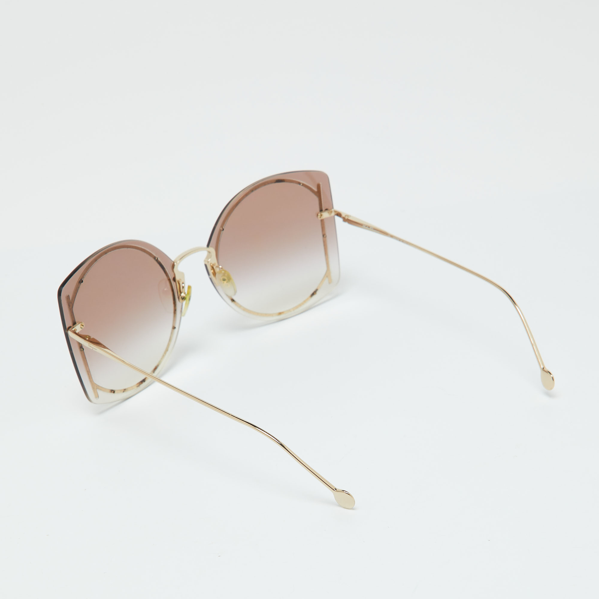 Salvatore Ferragamo Gold Tone/Pink Gradient SF196S Gancini Butterfly Sunglasses