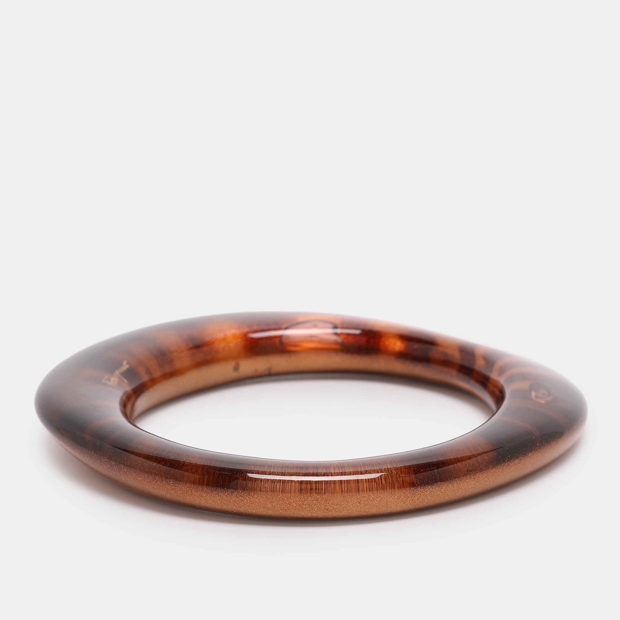 Salvatore Ferragamo Gold Leopard Print Resin Bangle, Brown 
Salvatore Ferragamo Gold Leopard Print Resin Bangle, Brown