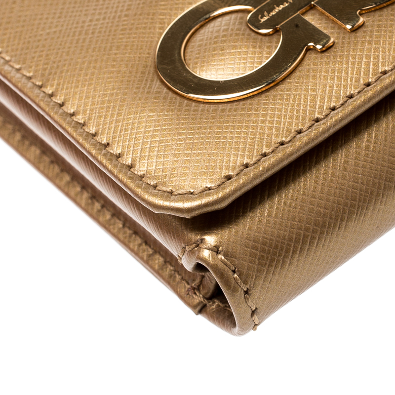 Salvatore Ferragamo Gold Leather IPhone 4 Case