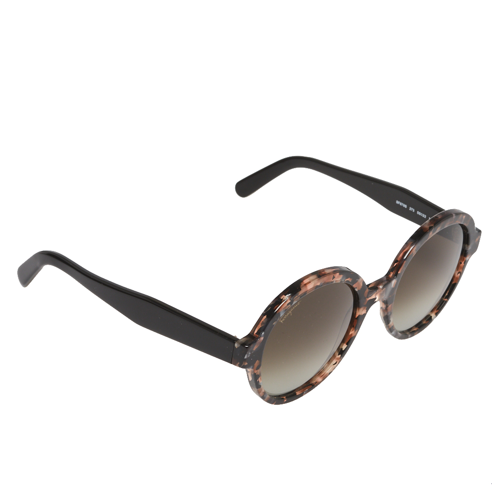 Salvatore Ferragamo Brown Havana/Brown Gradient SF878S Round Sunglasses