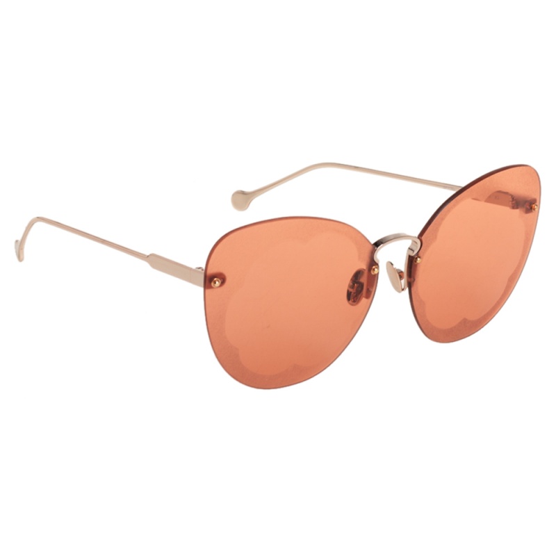 Salvatore Ferragamo Gold Tone/ Pumpkin Orange Fiore Cat Eye Sunglasses