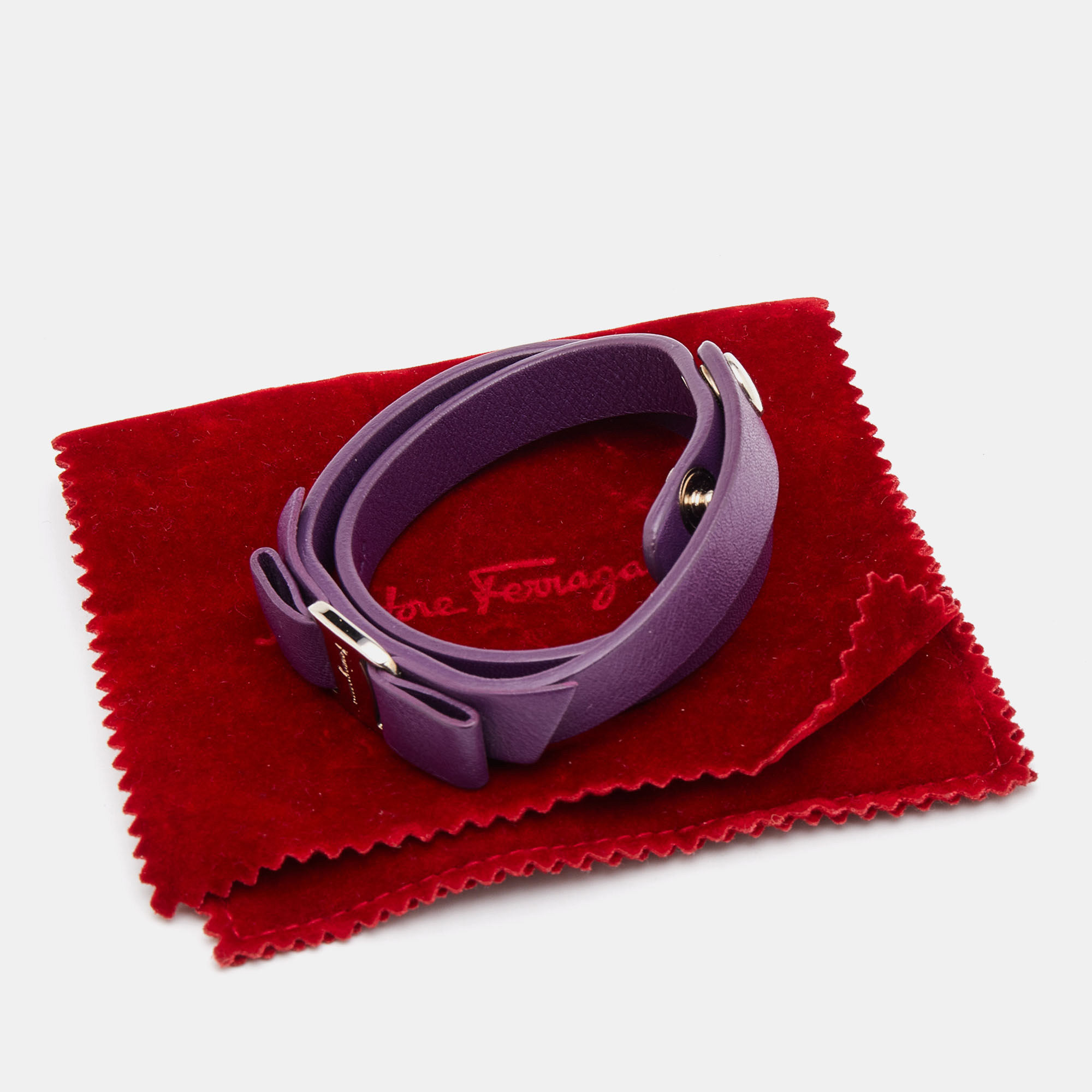 Salvatore Ferragamo Purple Vara Bow Double Wrap Bracelet