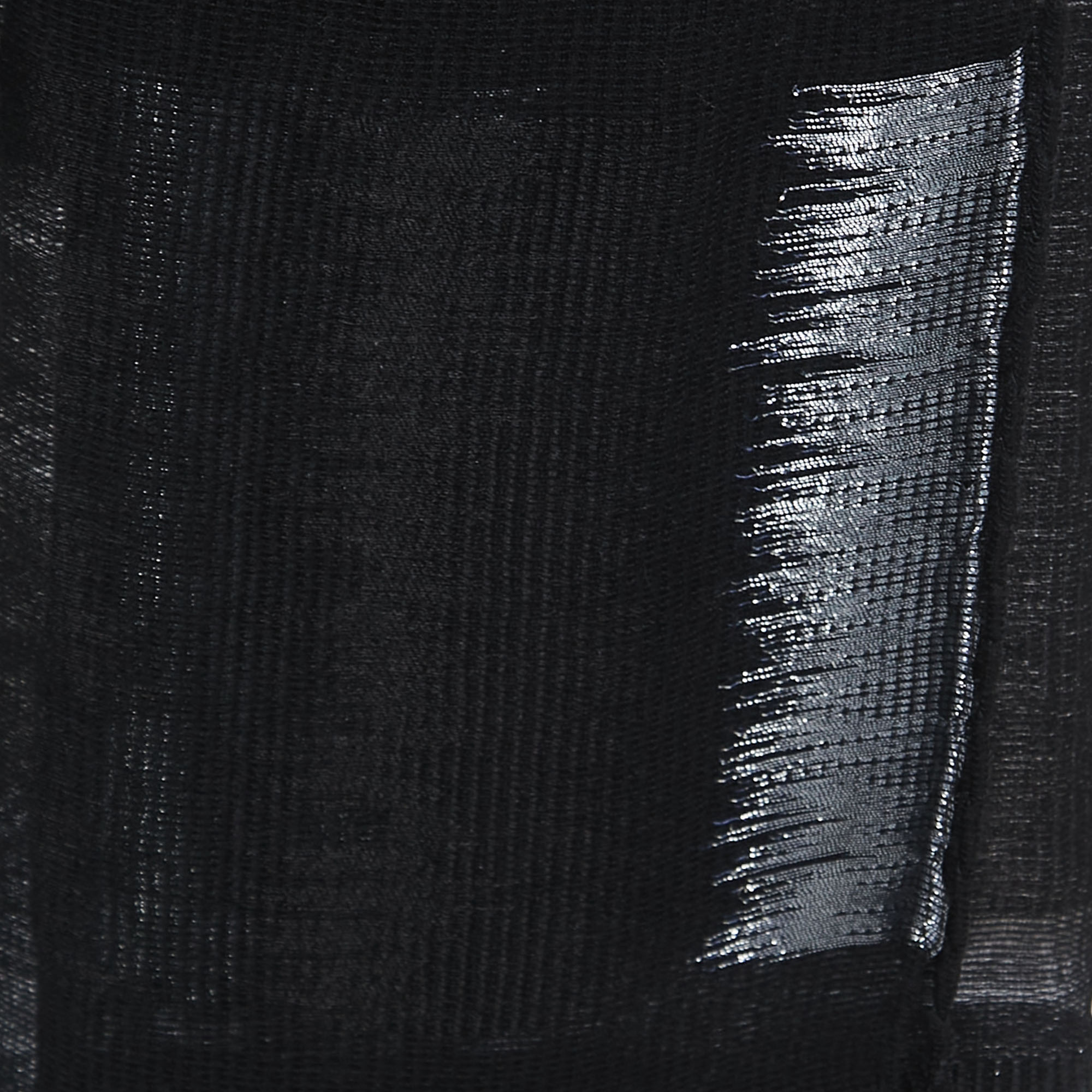 Salvatore Ferragamo Black Lurex Striped Silk & Wool Stole