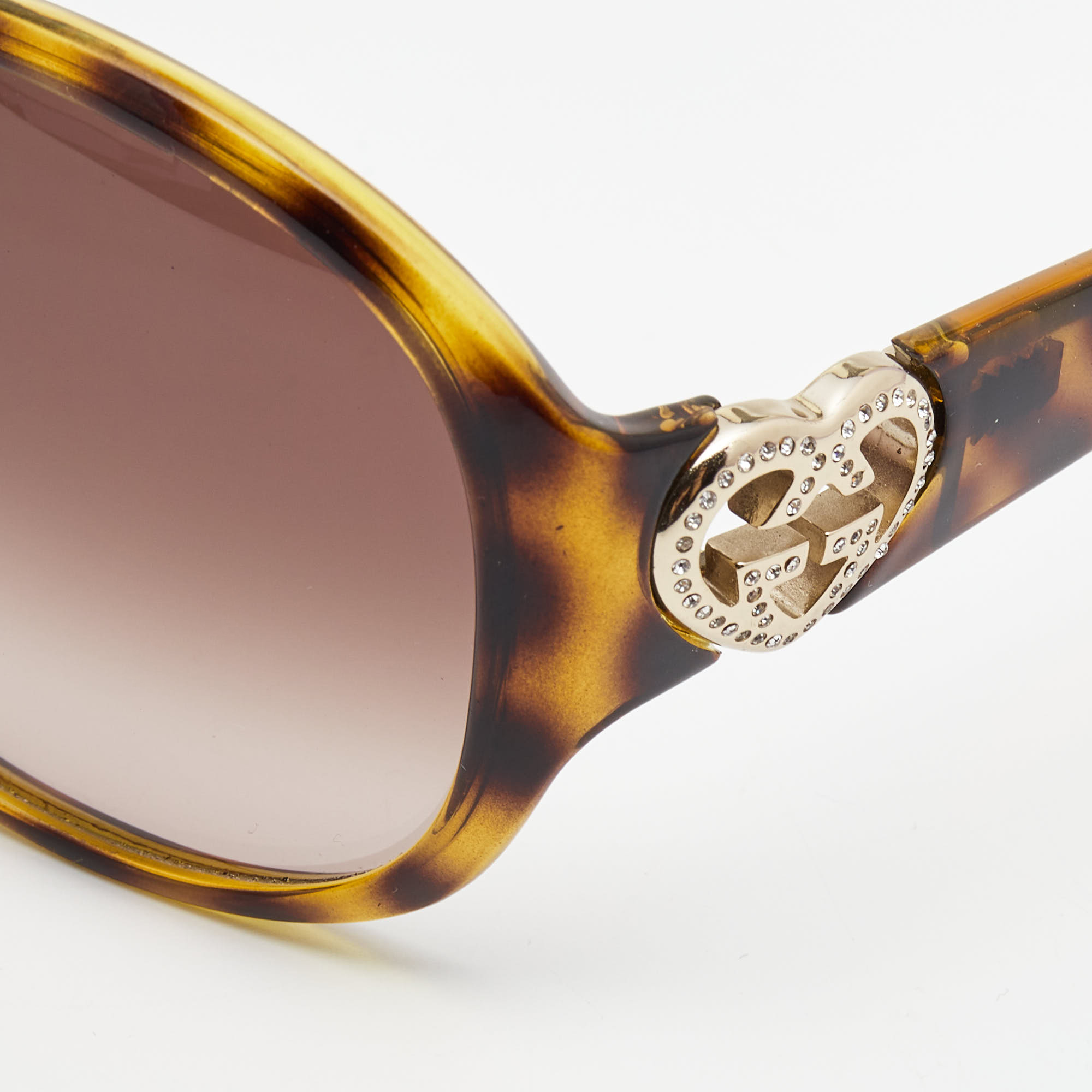 

Gucci Tortoise Crystals Heart Embellished Gradient Oversized Sunglasses, Brown
