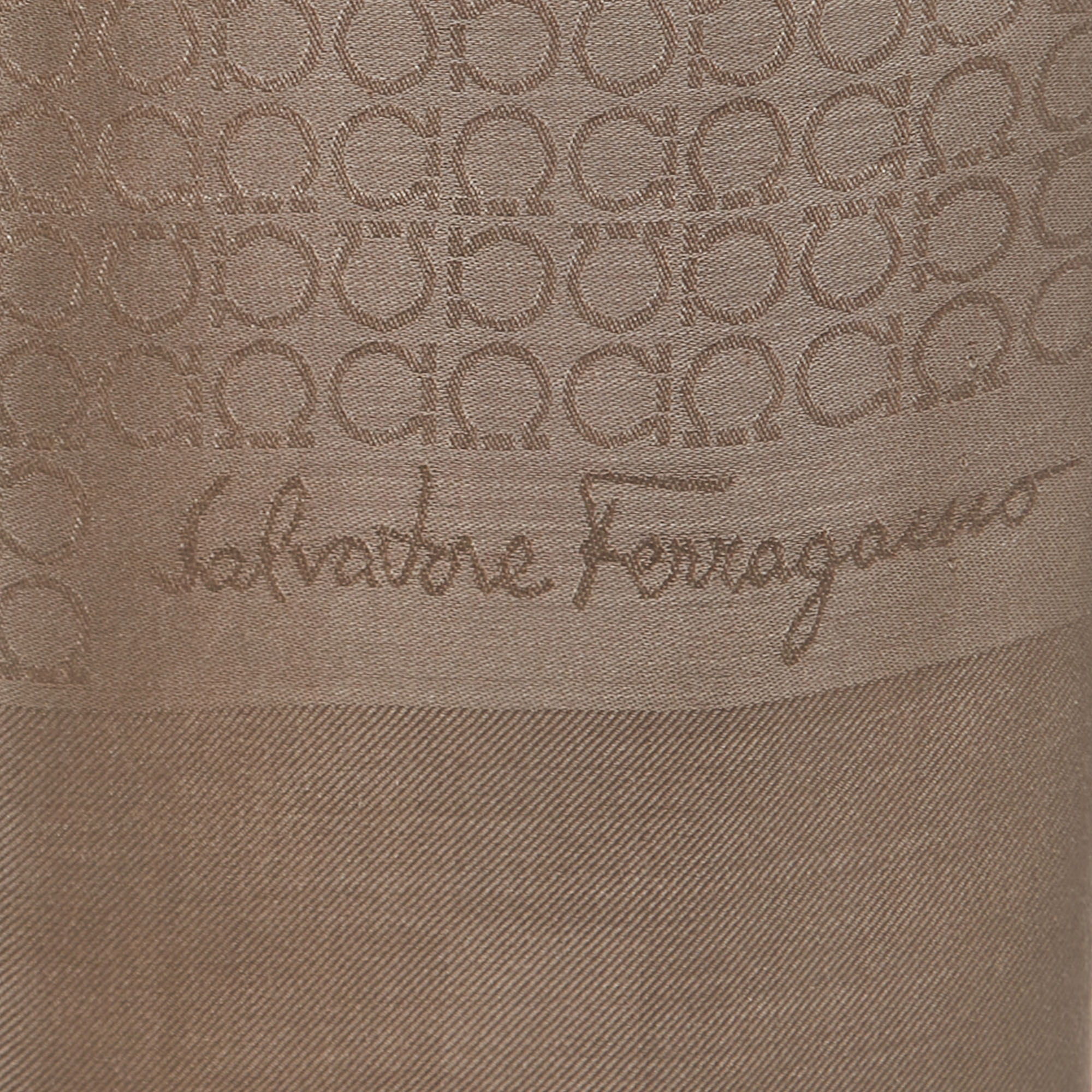 

Salvatore Ferragamo Brown Gancini Jacquard Silk & Wool Scarf