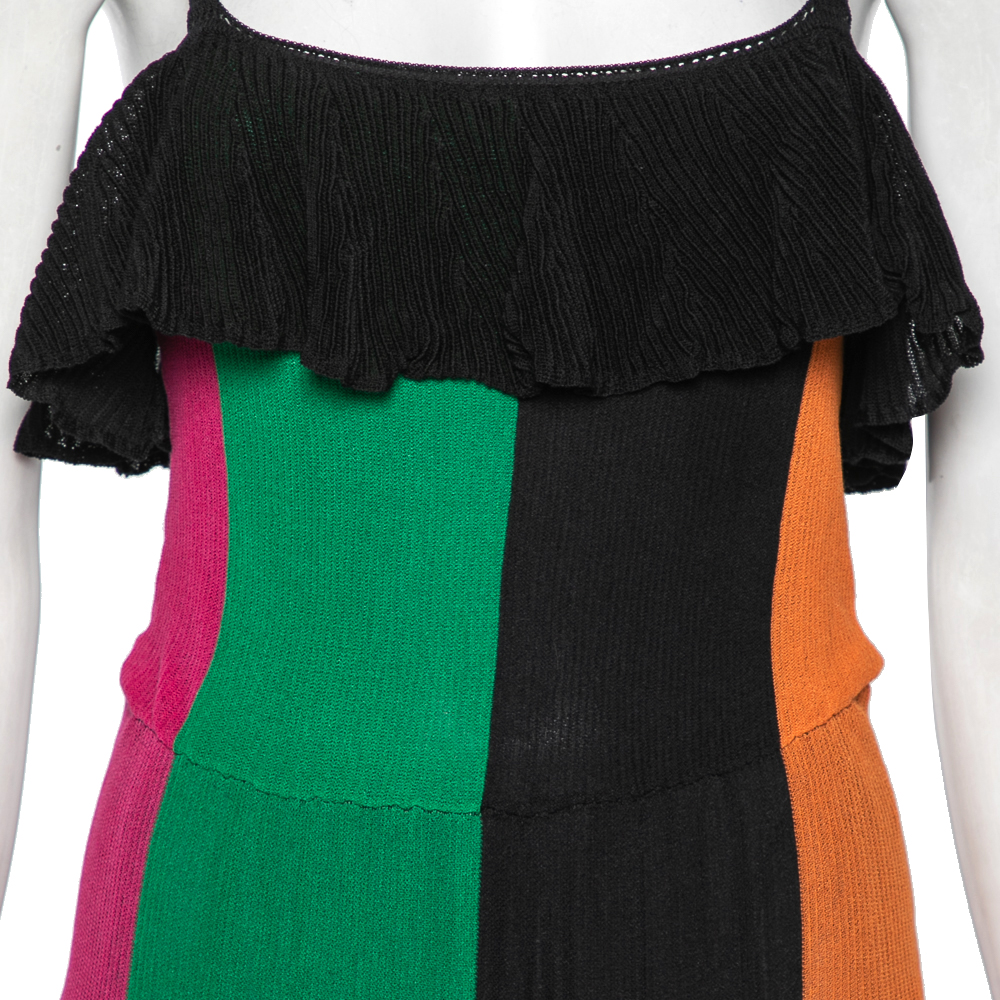 Salvatore Ferragamo Multicolor Pleated Knit Maxi Dress S