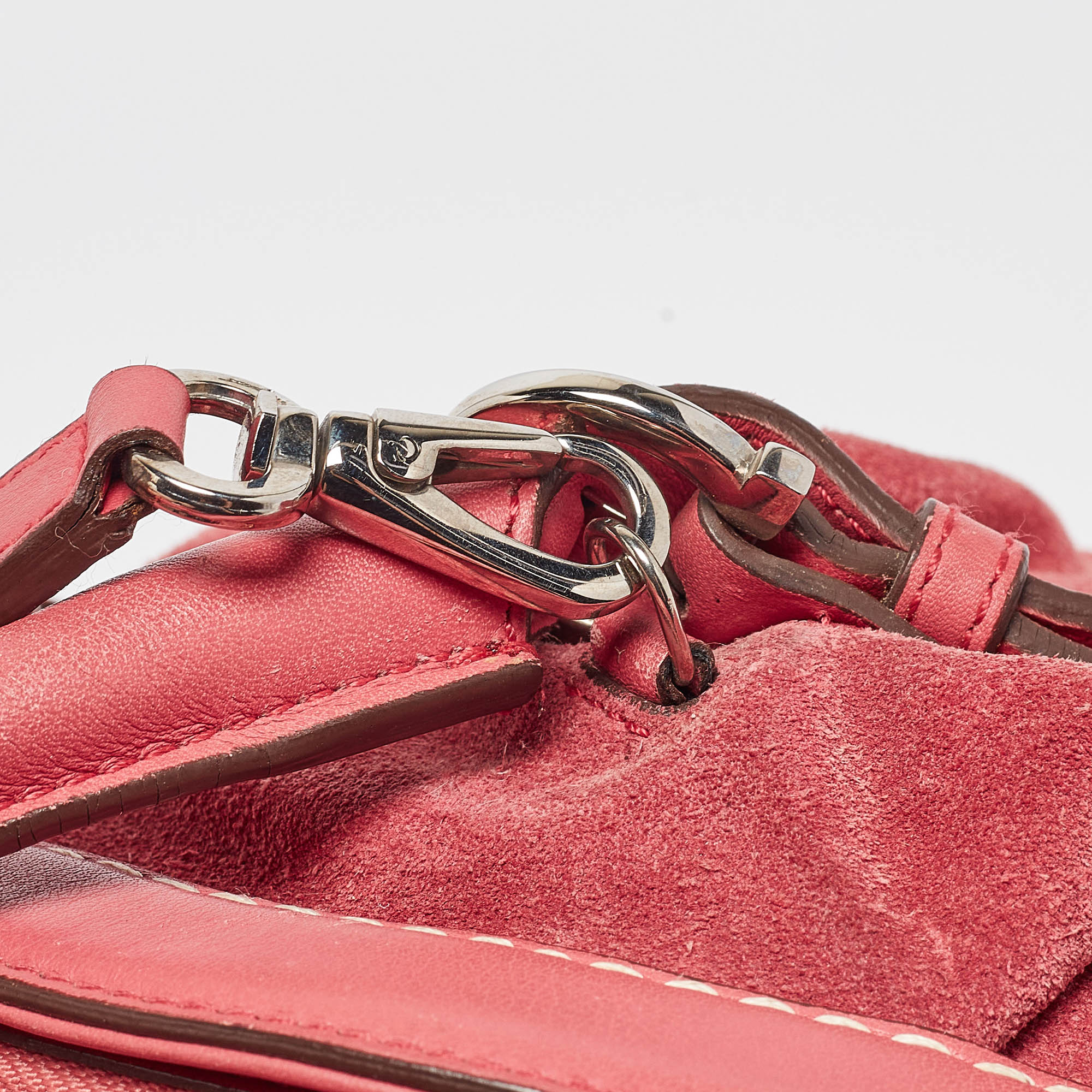 Salvatore Ferragamo Pink Suede And Leather Buckle Satchel