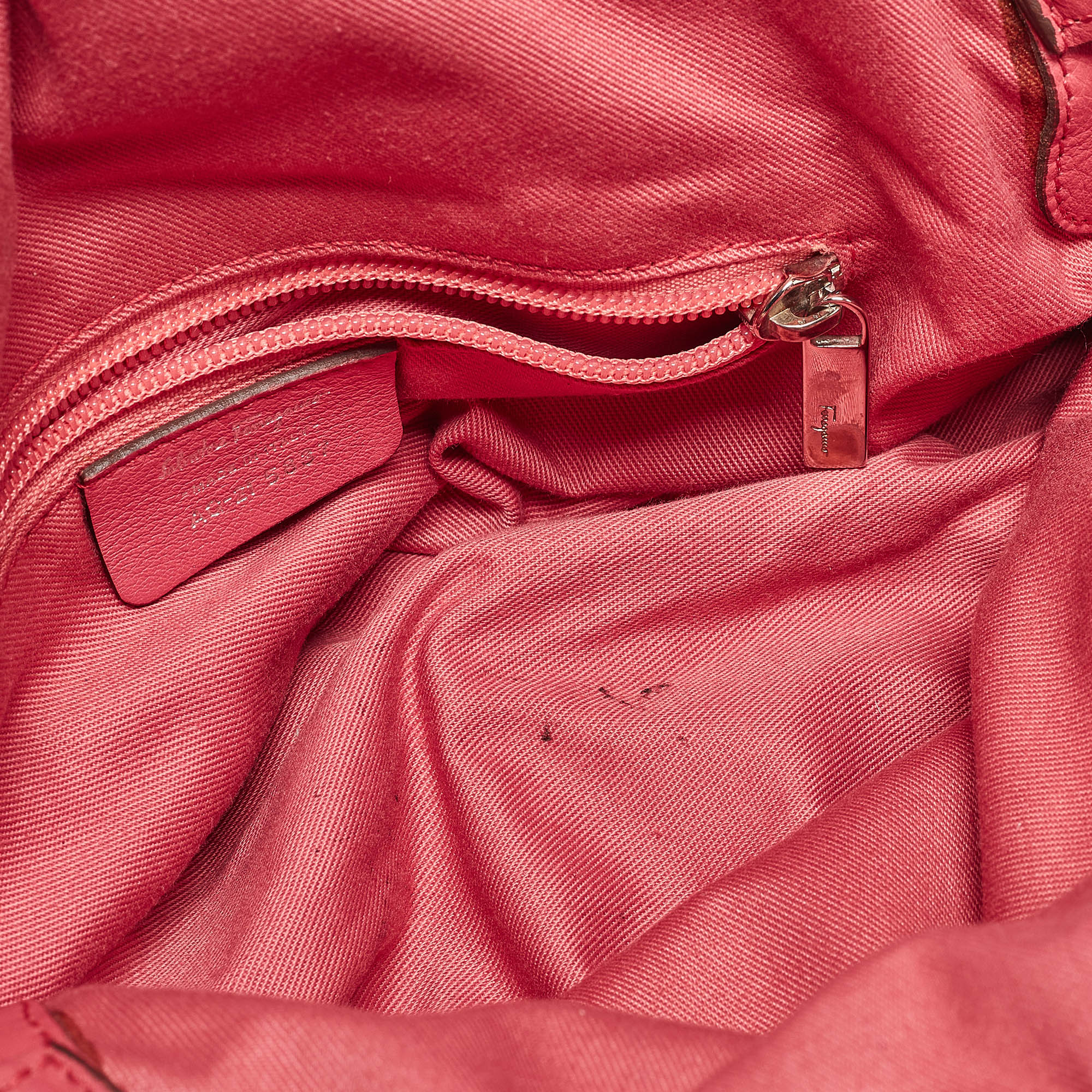 Salvatore Ferragamo Pink Suede And Leather Buckle Satchel