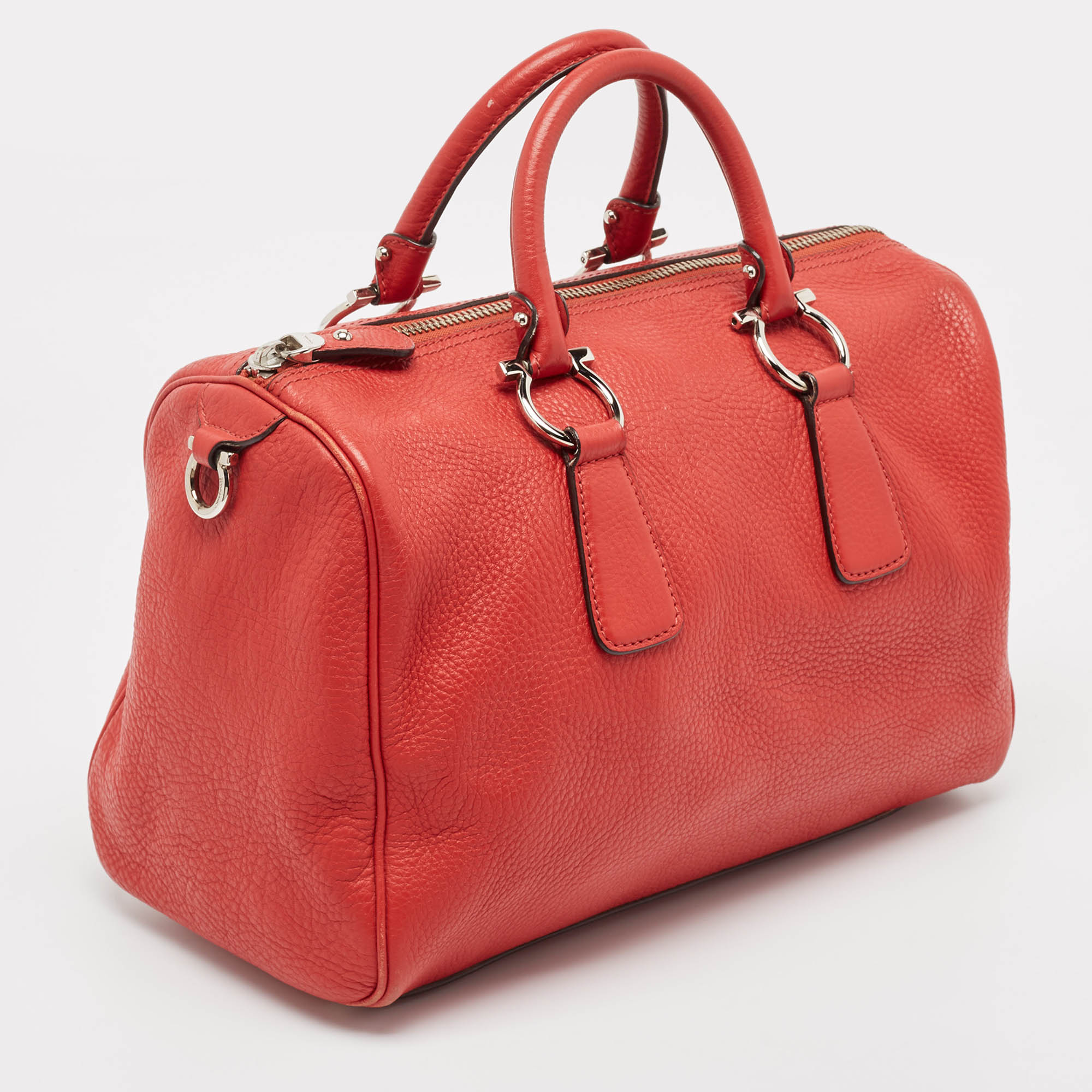 Salvatore Ferragamo Red Leather Isabel Boston Bag